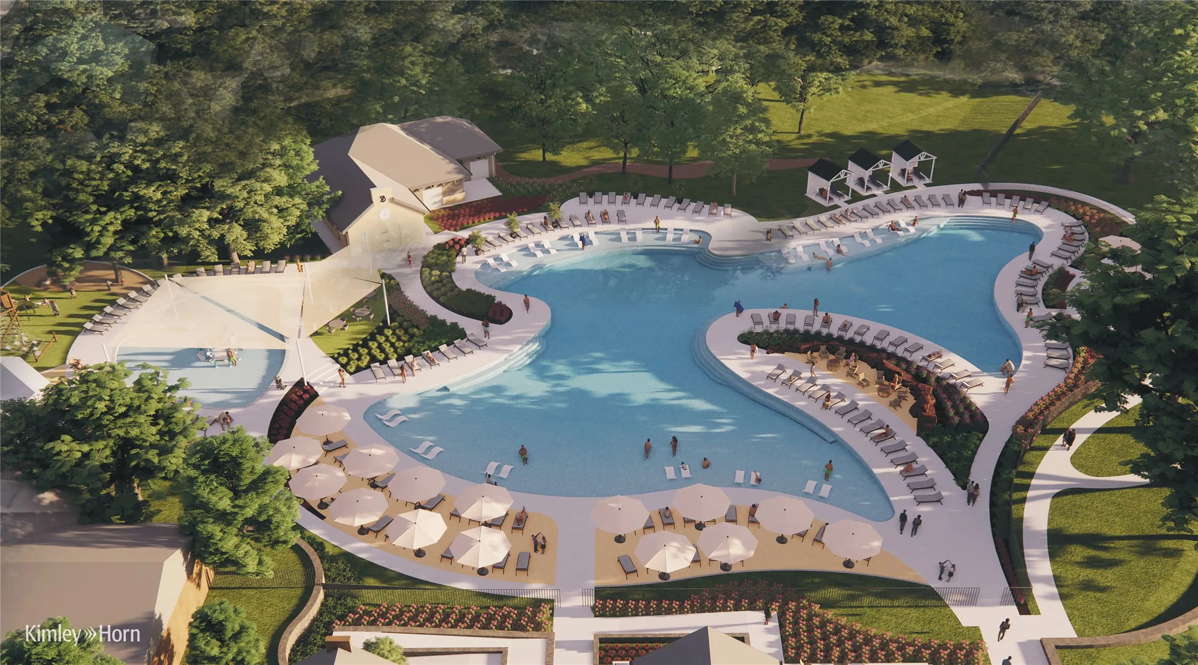 Concept image of community pool being built.