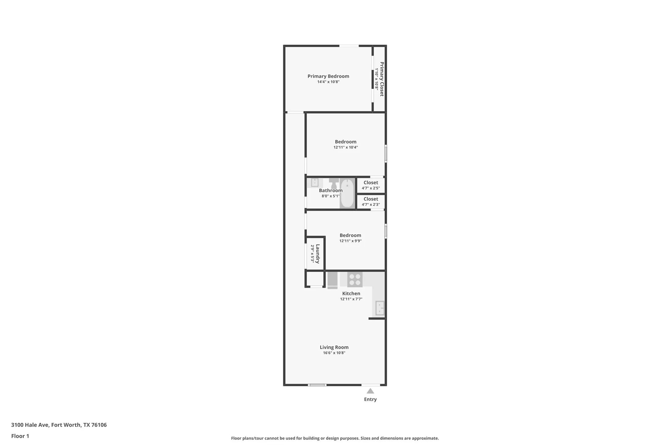 Floor plan for Unit 101. Unit 102 is the same, but flipped.