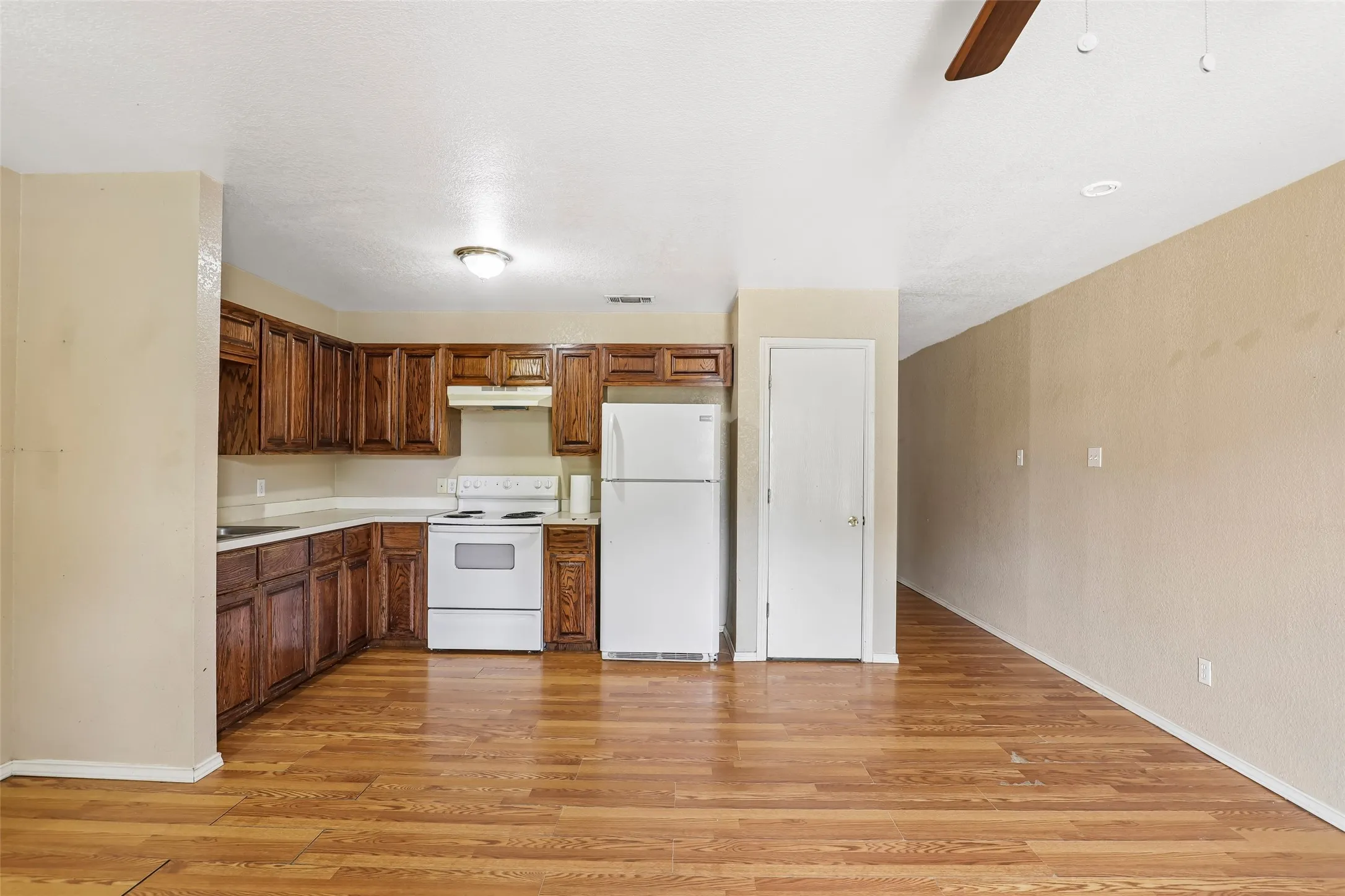 Kitchen with wood-look flooring