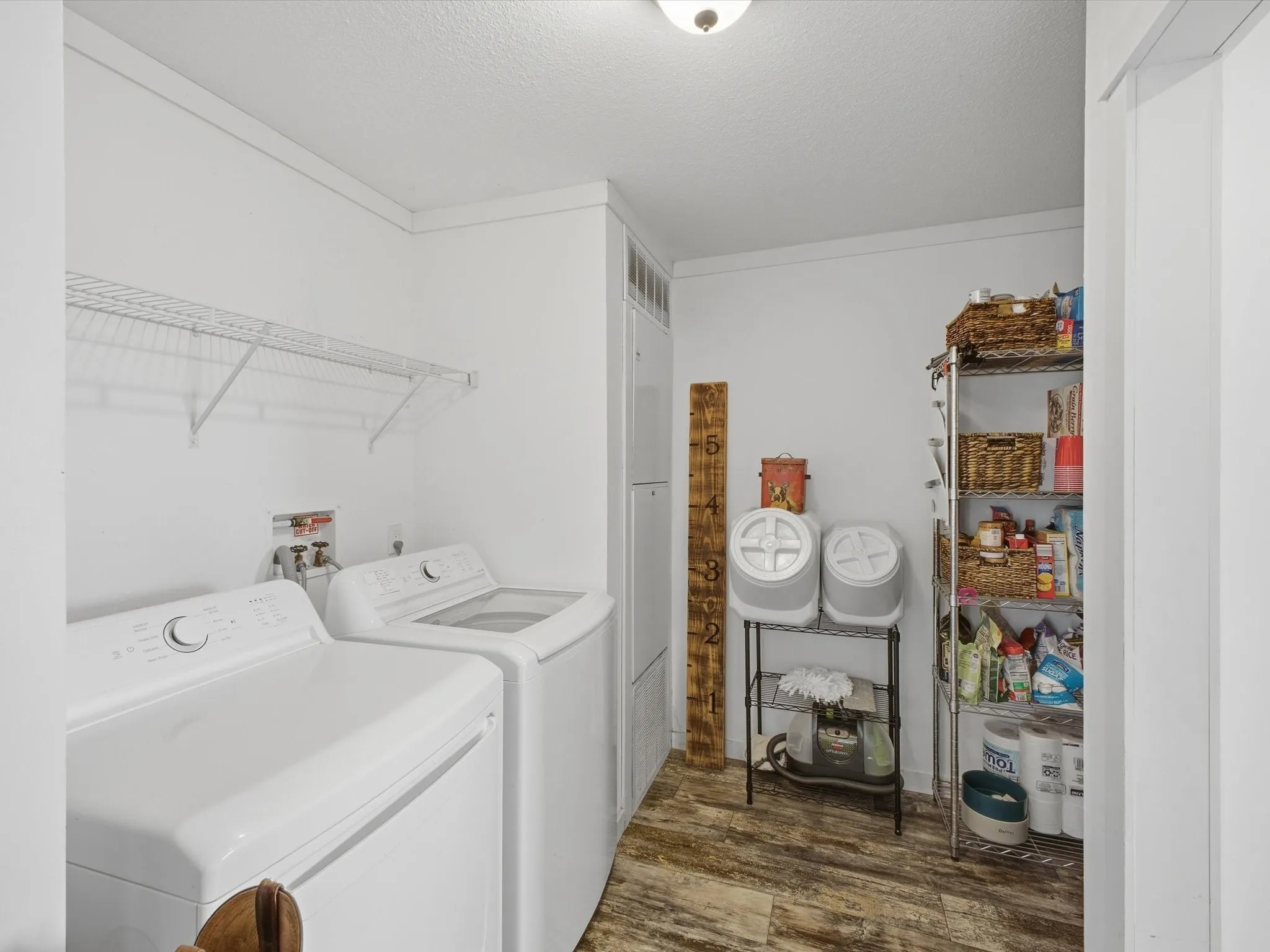 Wood-finish flooring with white walls