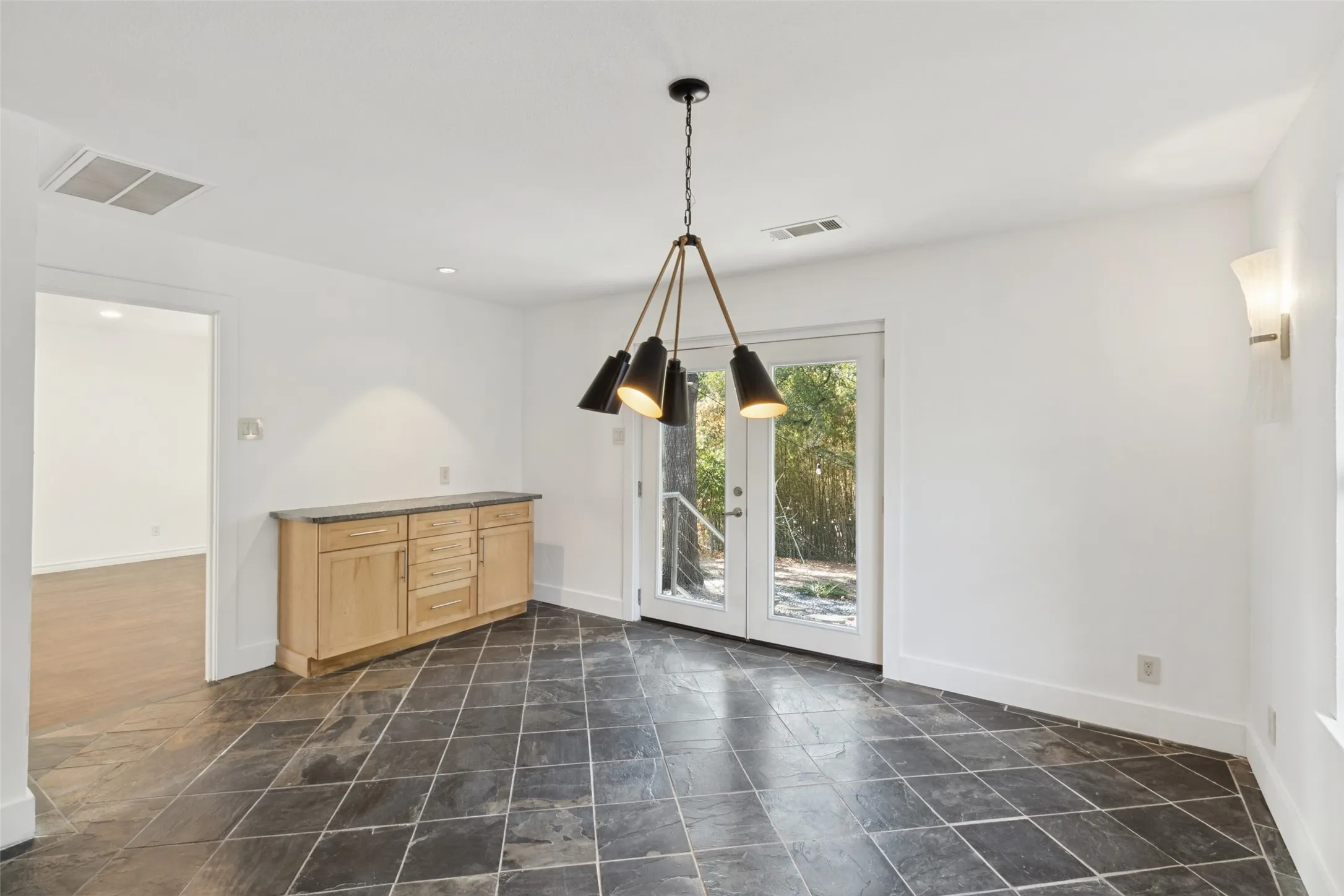 Black diamond-patterned floor tiles