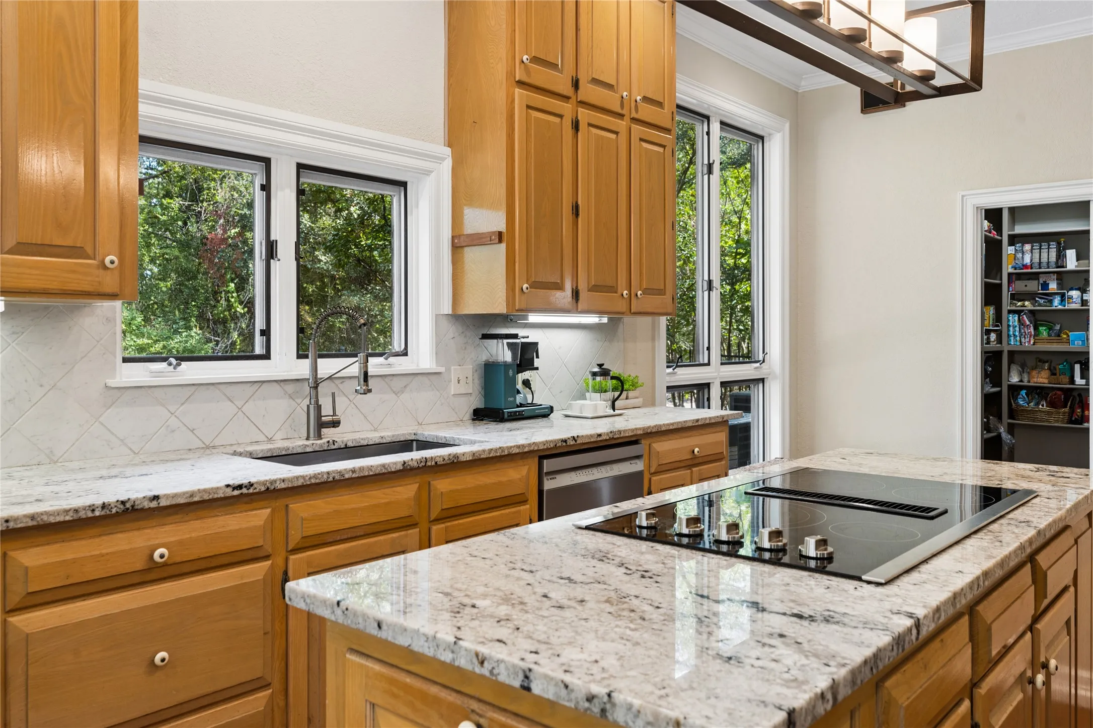 Updated kitchen, peek the walk-in pantry