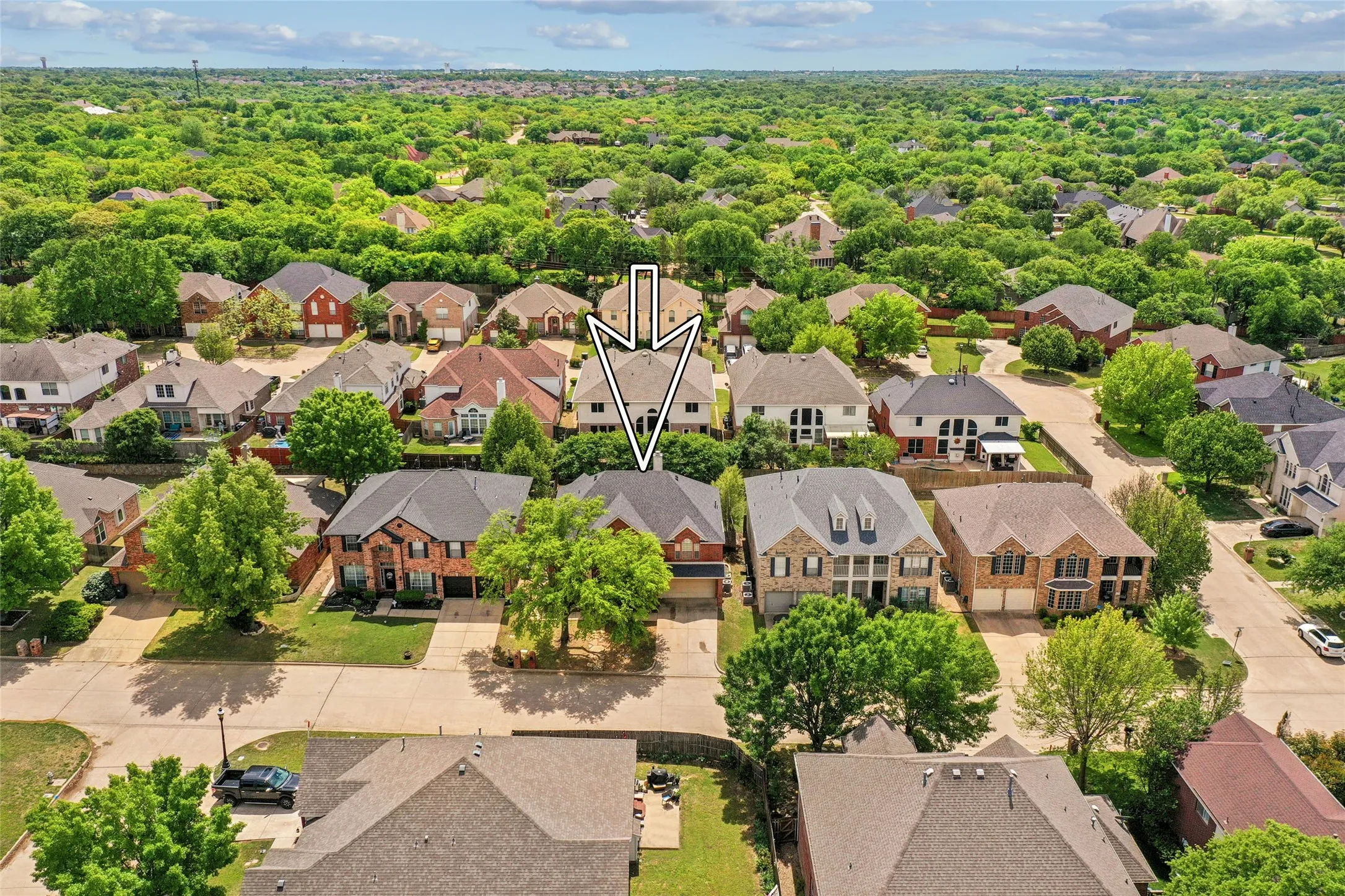 Aerial perspective of suburban area