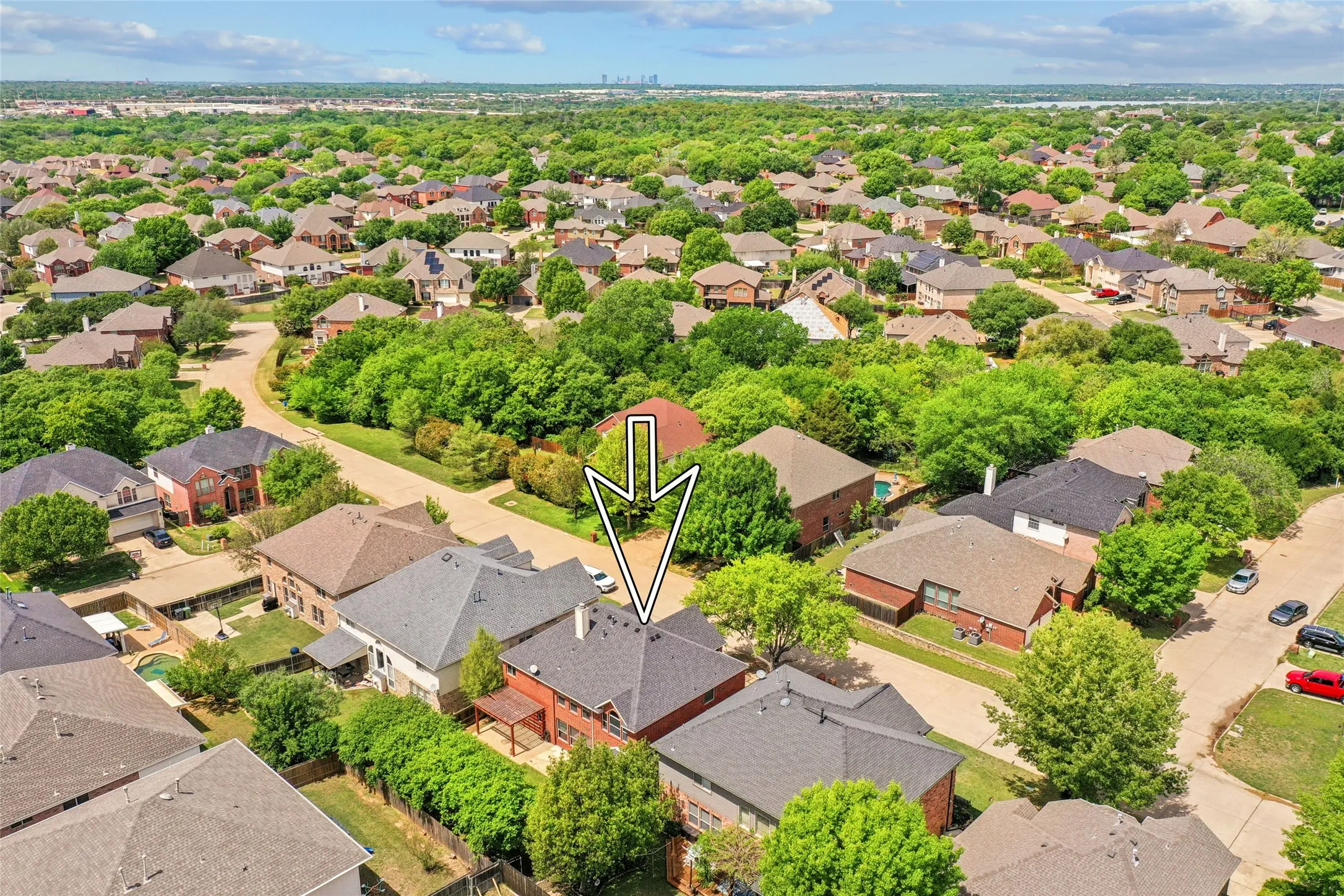 Aerial perspective of suburban area