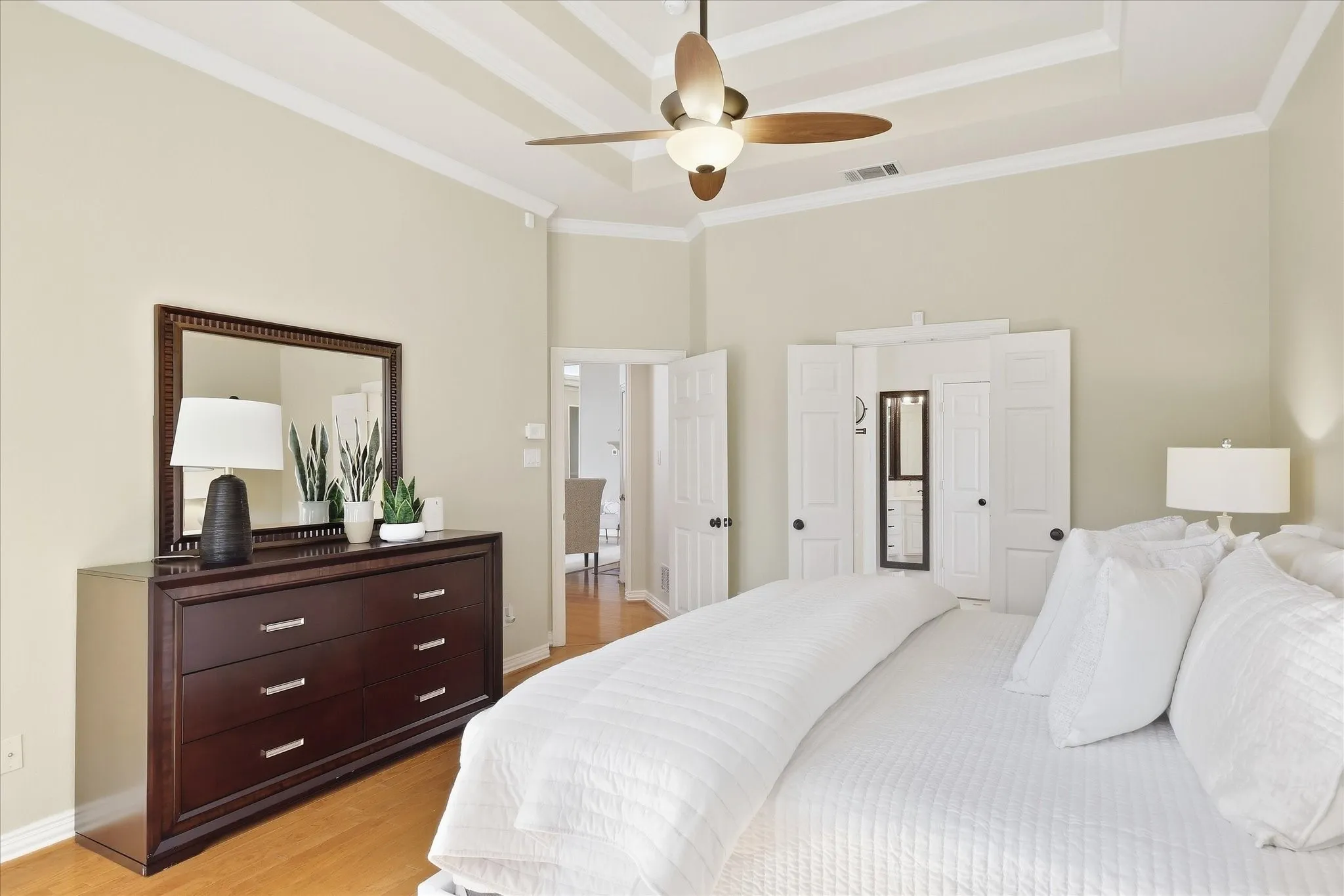 Stunning Primary Bedroom w-Impressive Ceiling