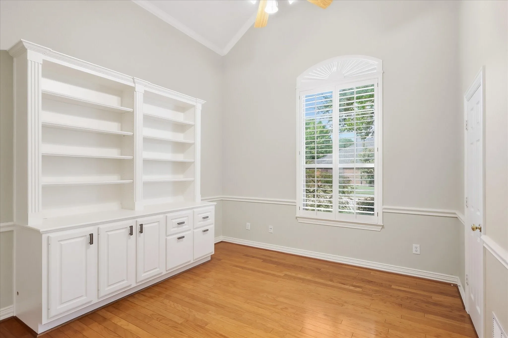 4th Bedroom or Private Study features Built-ins, Closet & Plantation Shutter
