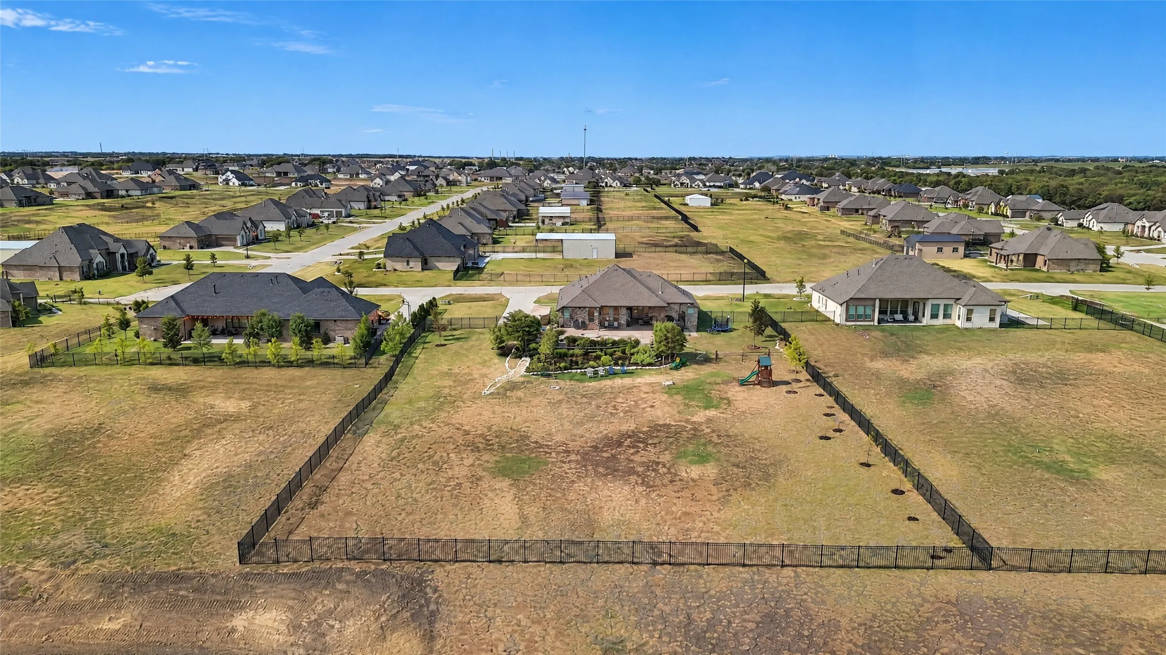 Expansive lot featuring a fenced perimeter, substantial undeveloped land, and a flat topography
