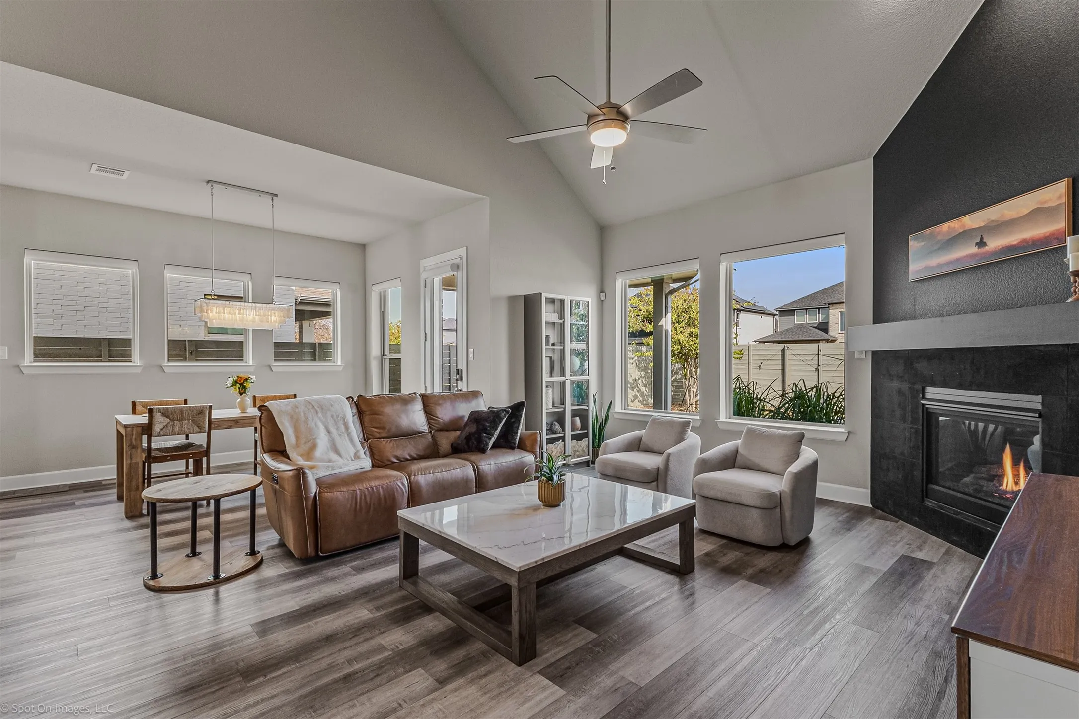 Living room and dining space of 1302 20th St, Argyle, TX in Harvest by Hillwood