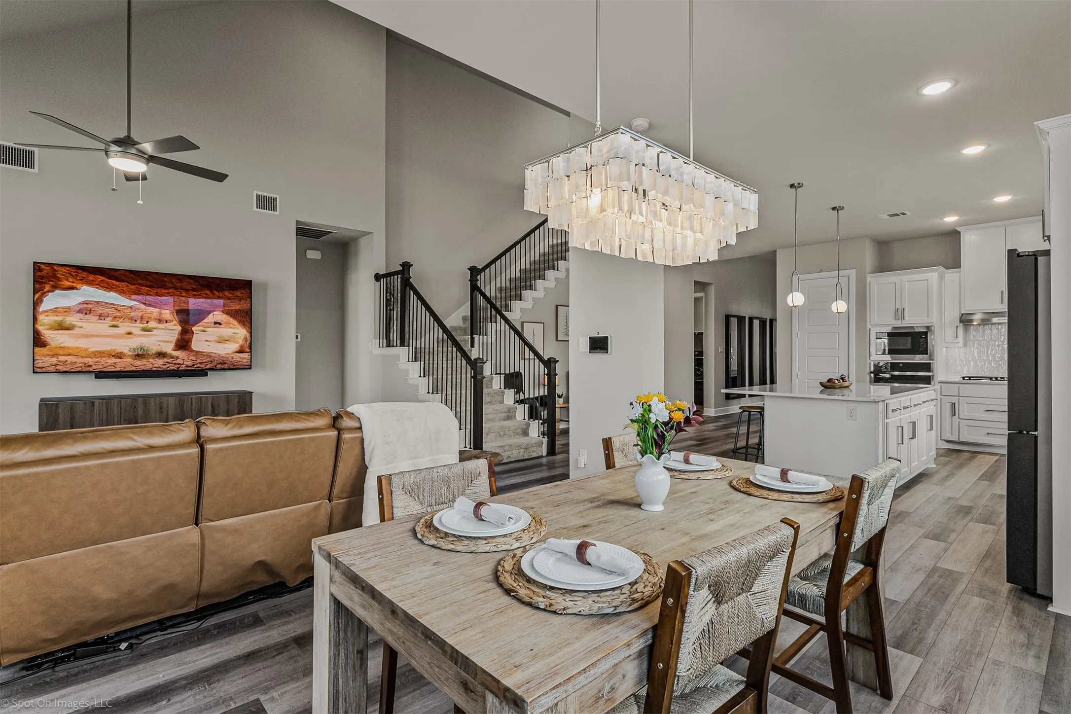 Open modern dining area of 1302 20th St, Argyle, TX in Harvest by Hillwood