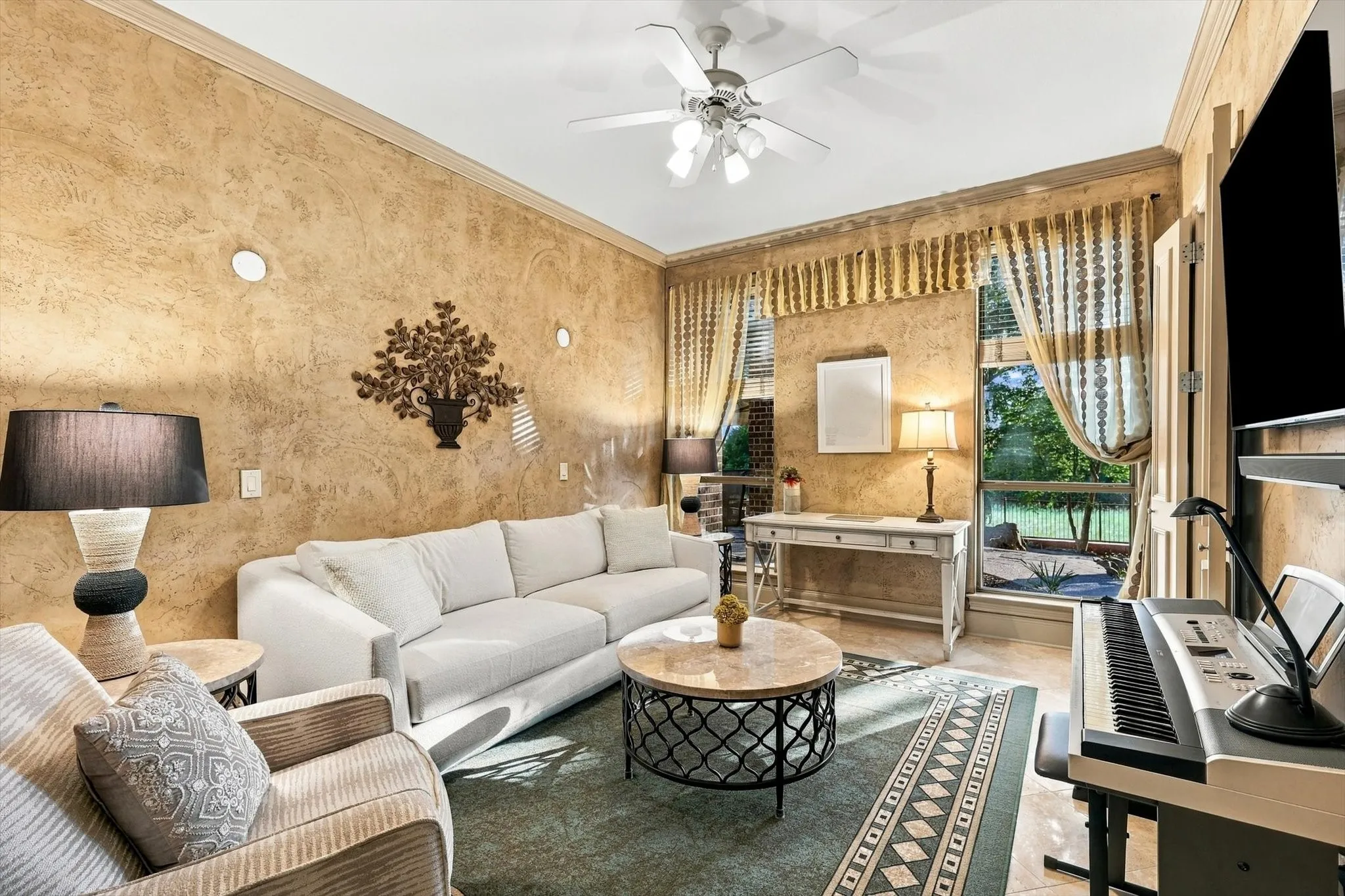 Currently styled as an office and music room, this spacious room can easily transition back to its intended use as a bedroom for the next owners.