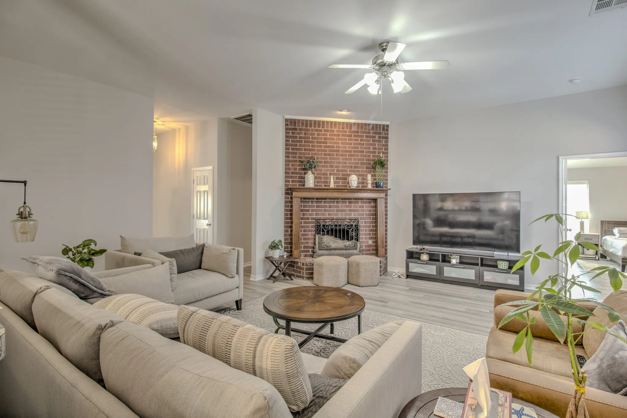 Beautiful Brick fireplace.
