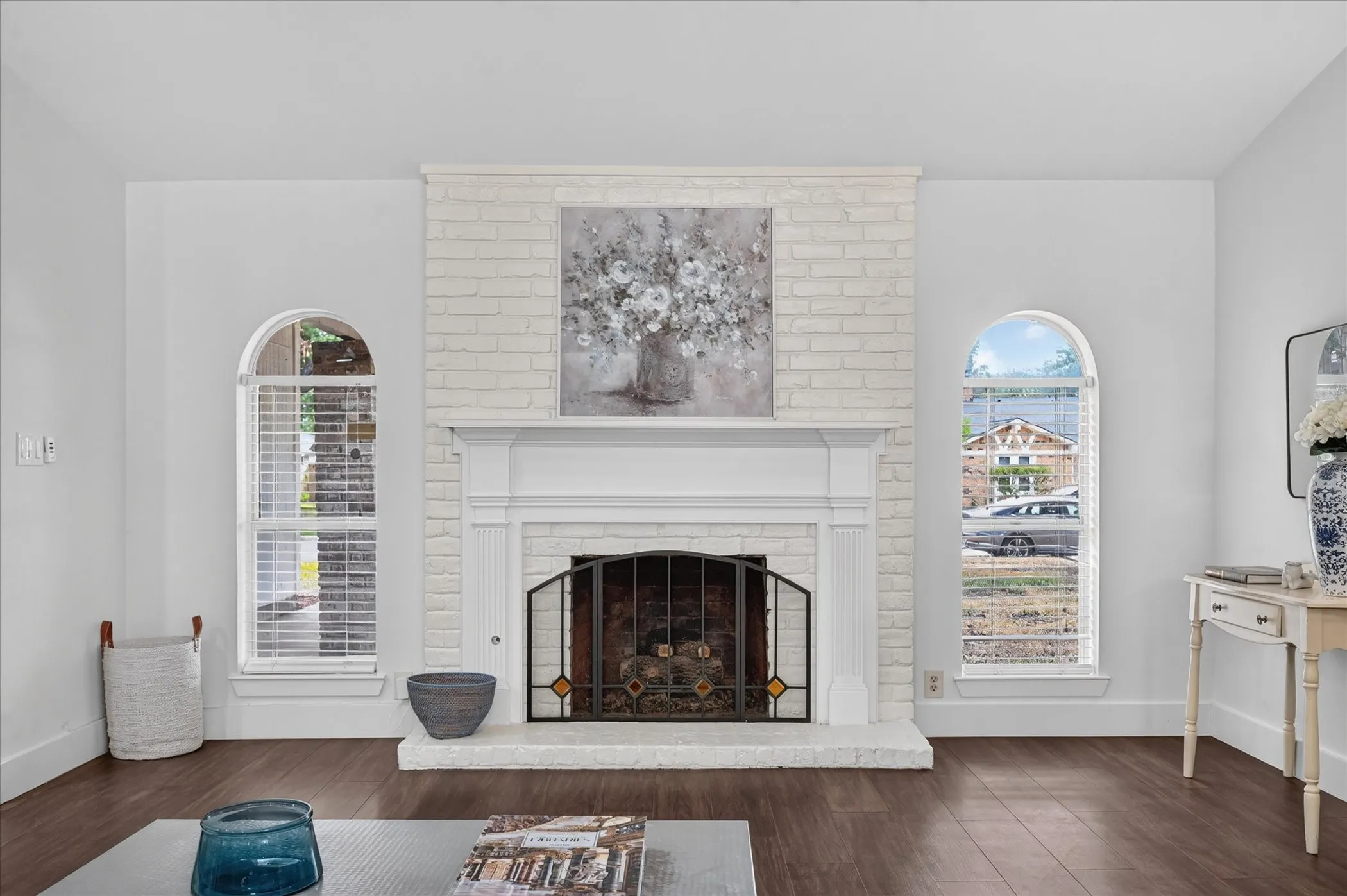 The mantel makes this fireplace special