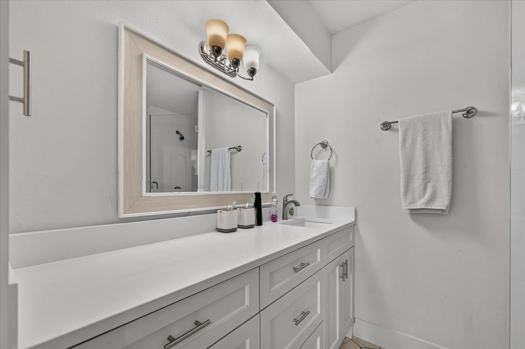 Plenty of counter space in primary bath