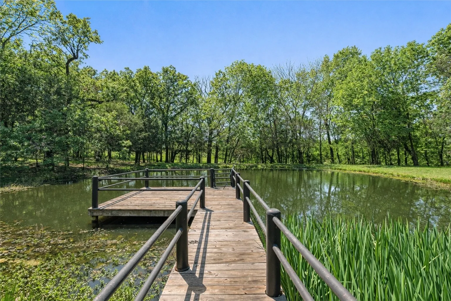 Private pond with pier on a beautiful 2.9 acre setting conveniently located in the City of Gun Barrel.