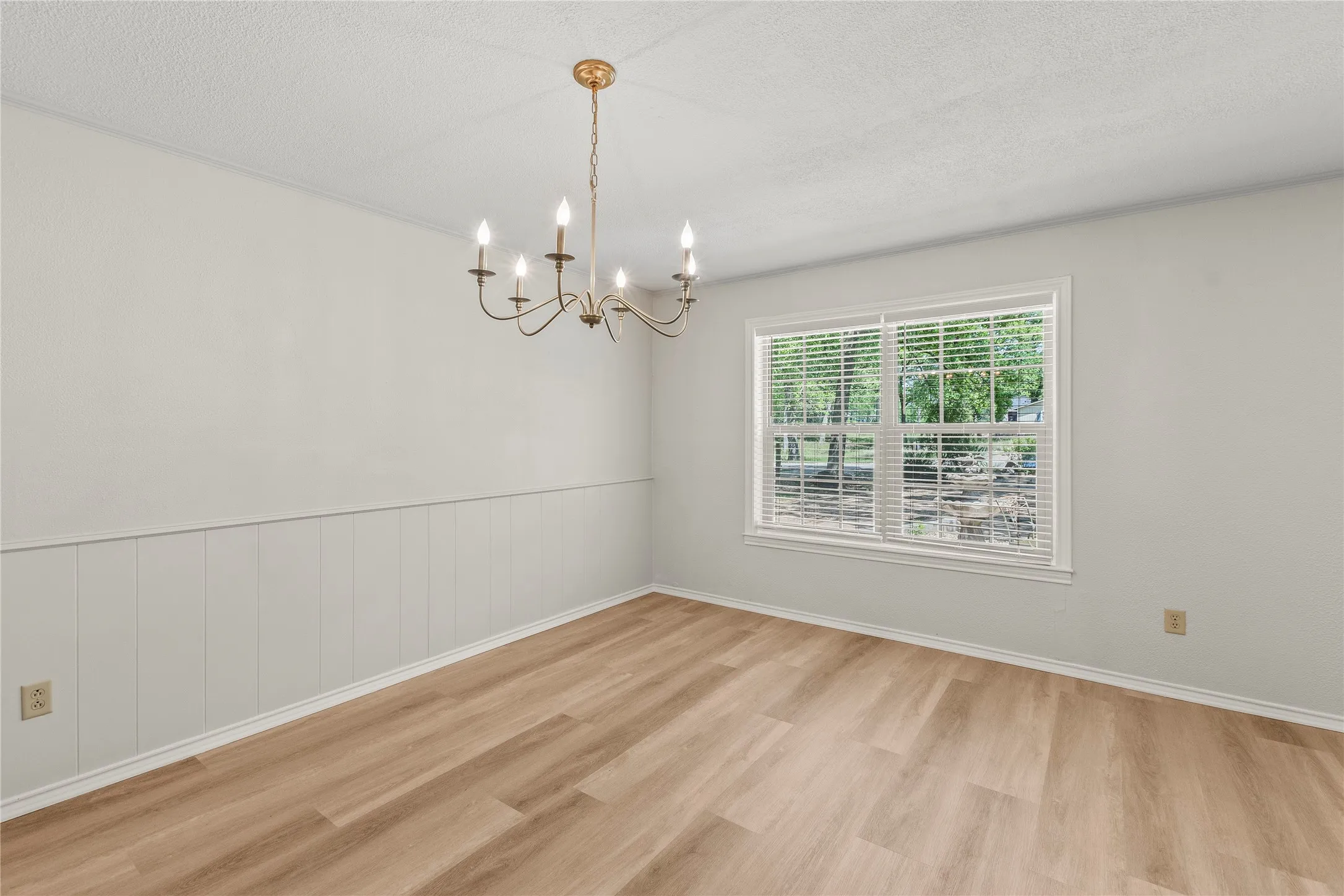 Formal dining room with luxury vinyl plank flooring