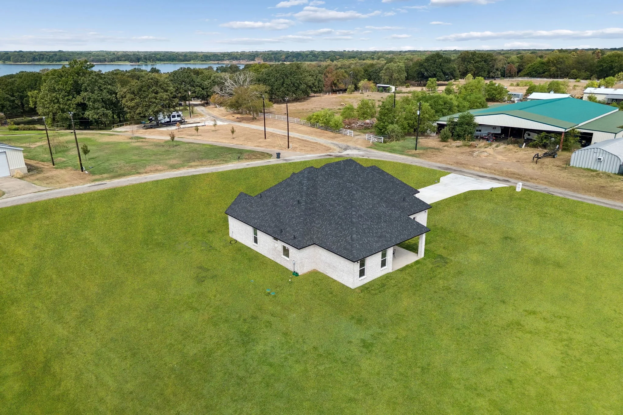 Anothr aerial view of the side of the home.