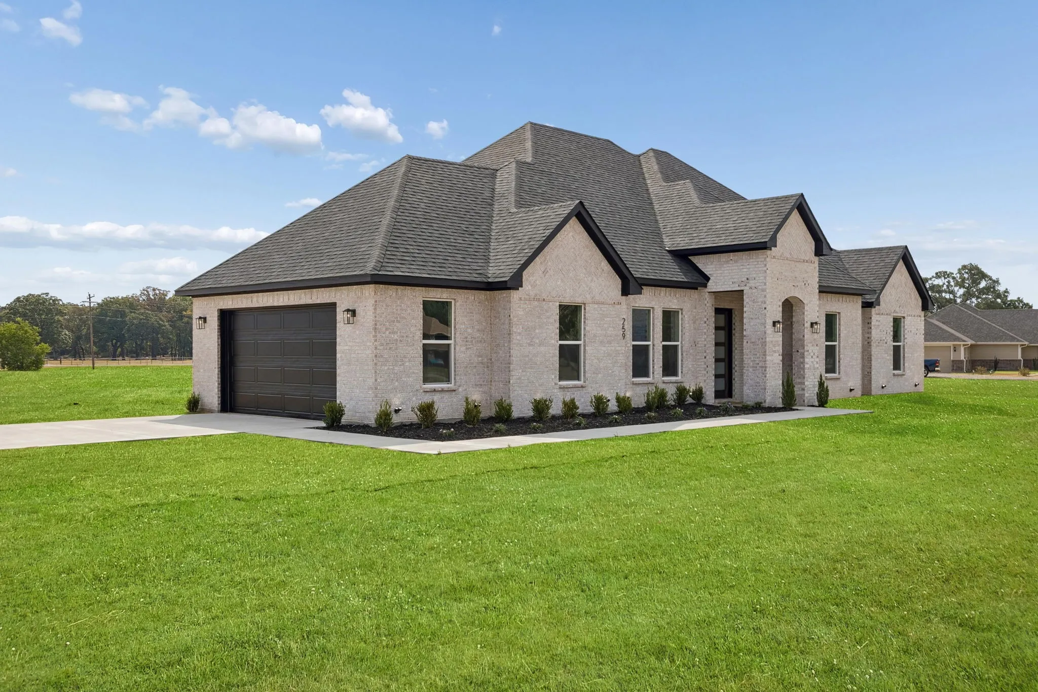 2 car garage on the side of the home