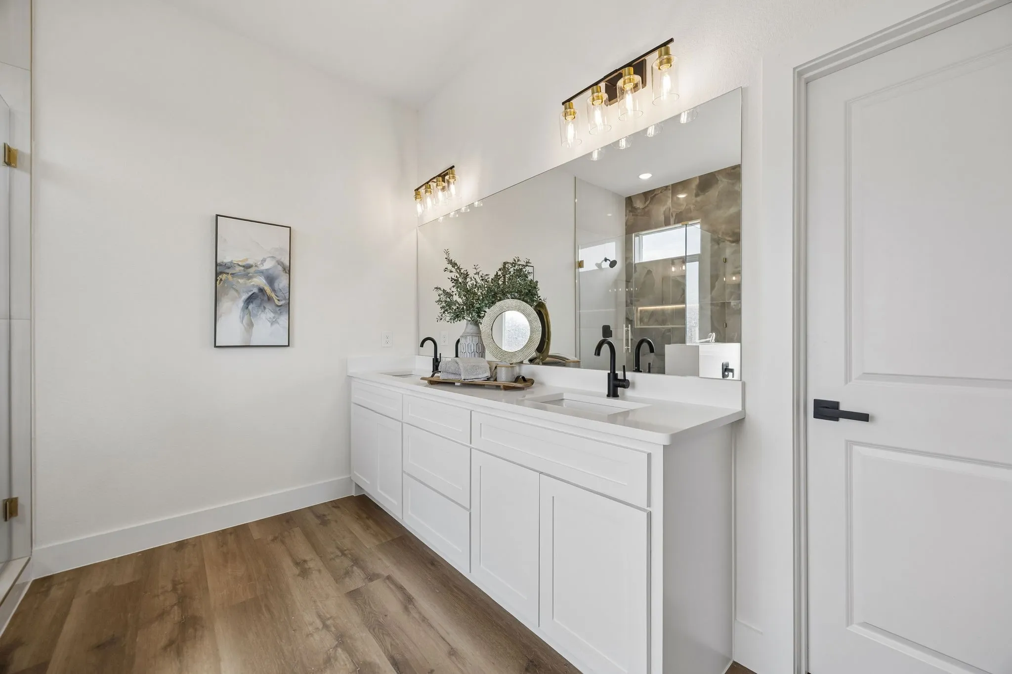 The large vanity features 2 sinks
