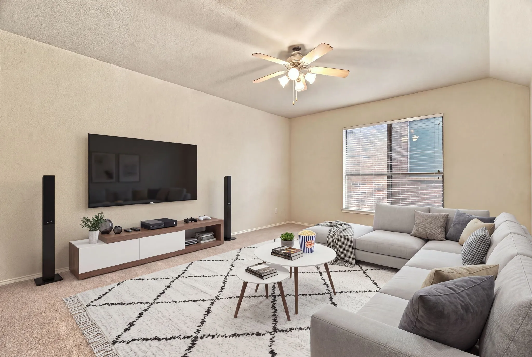 Virtually staged to show what you can do with this game room or media room