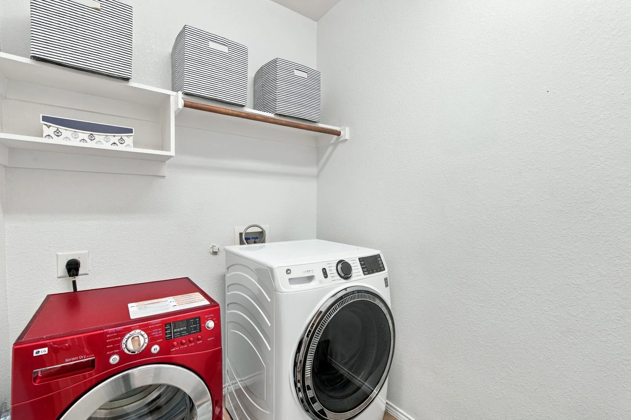 Built-in shelving with hanging rod