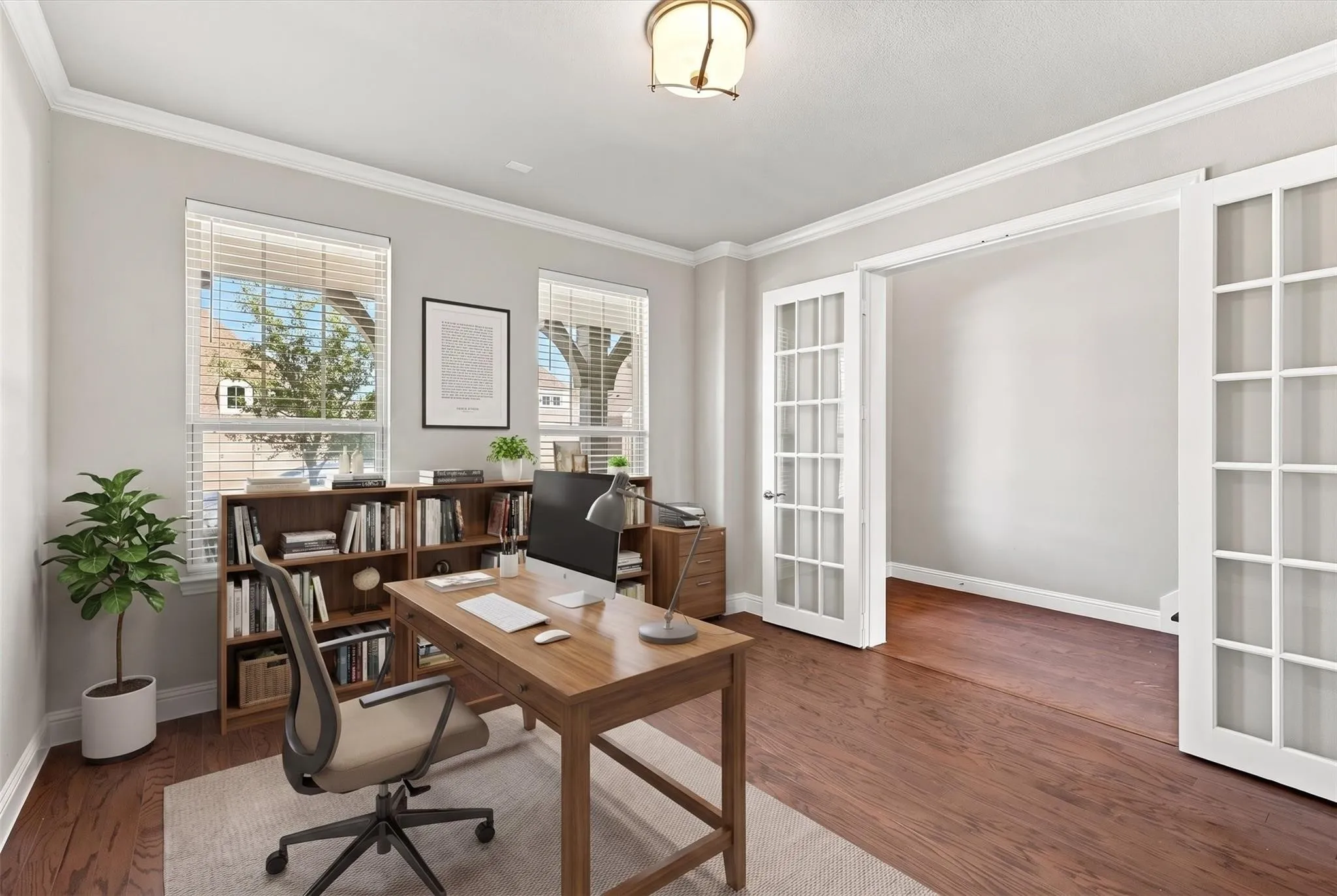 Front home office with French doors- virtually staged​​‌​​​​‌​​‌‌​‌‌​​​‌‌​‌​‌​‌​​​‌​​ photo