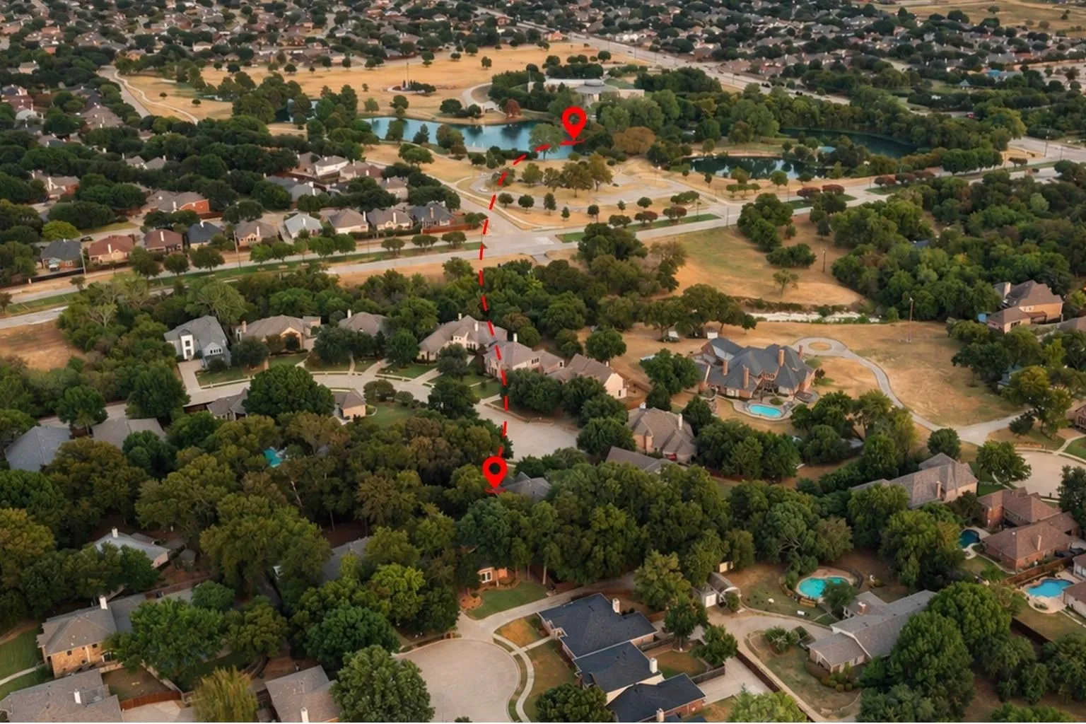 Proximity of home to Bethany Lake Park and Joe Farmer Rec Center
