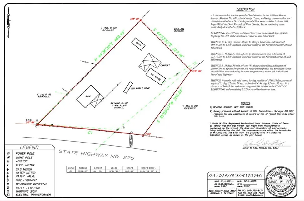 Boundary Survey. Depicting the property's perimeter, existing structures, and relevant features