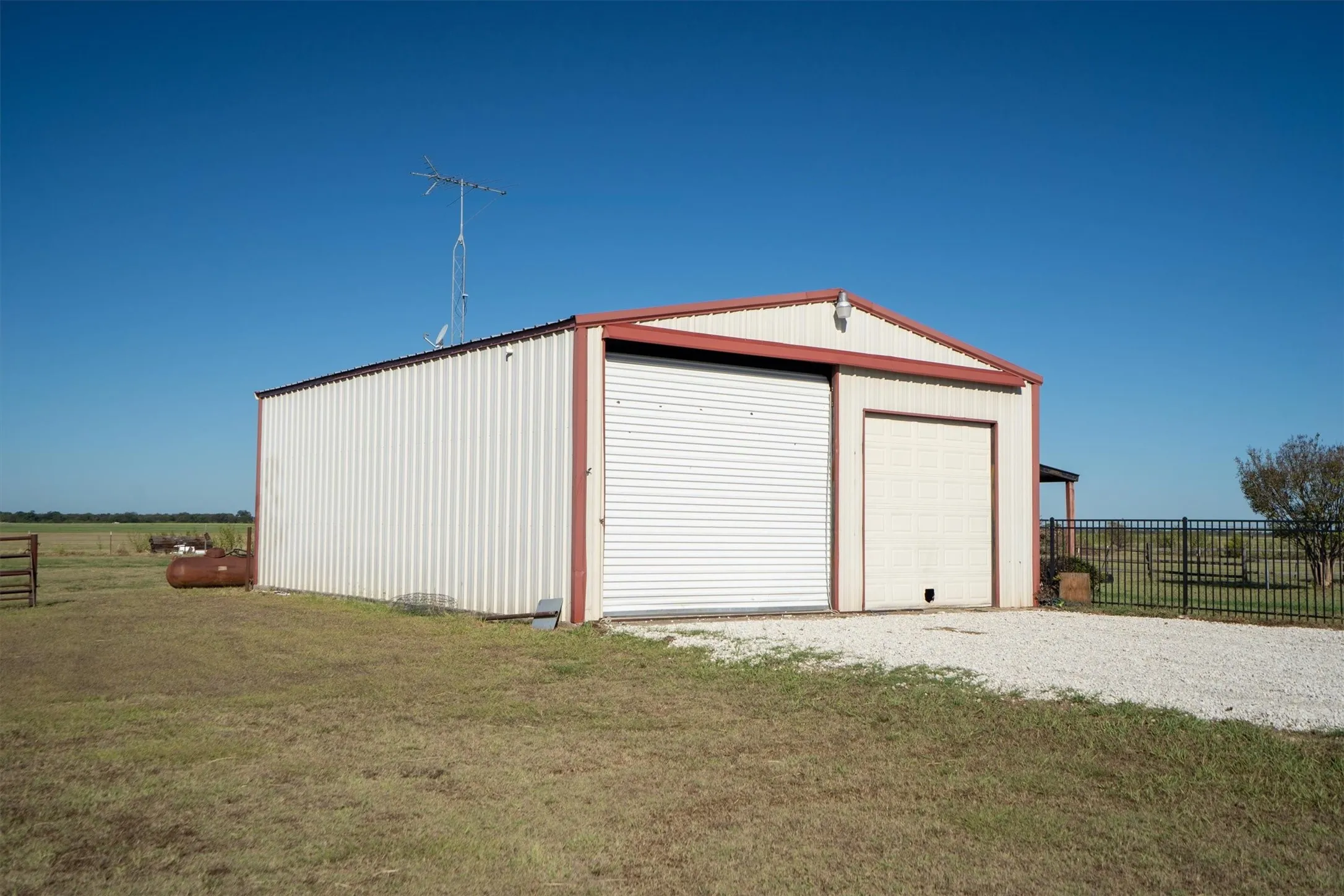 Workshop has a half bath and storage