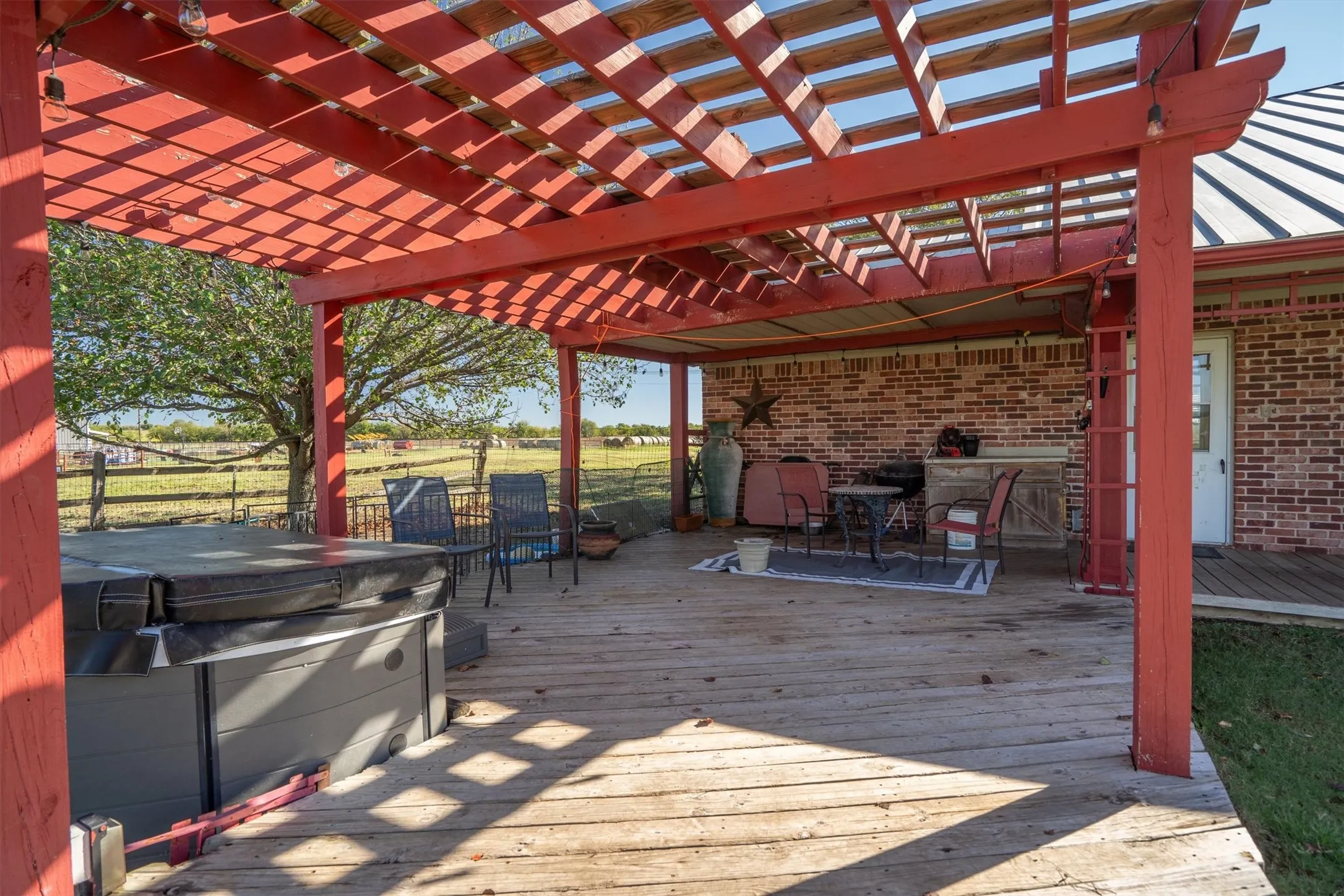 Back patio with Hot tub