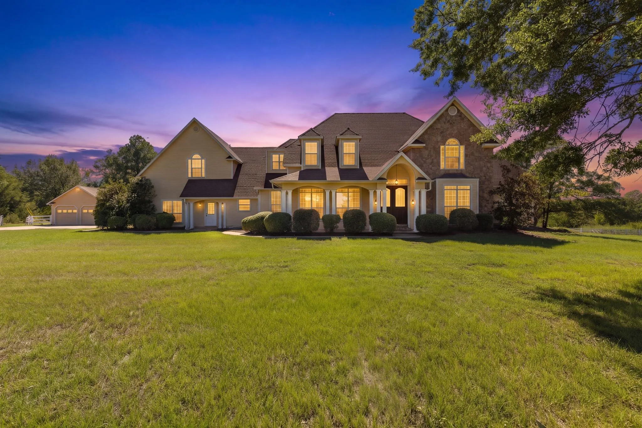 Twilight view of house.