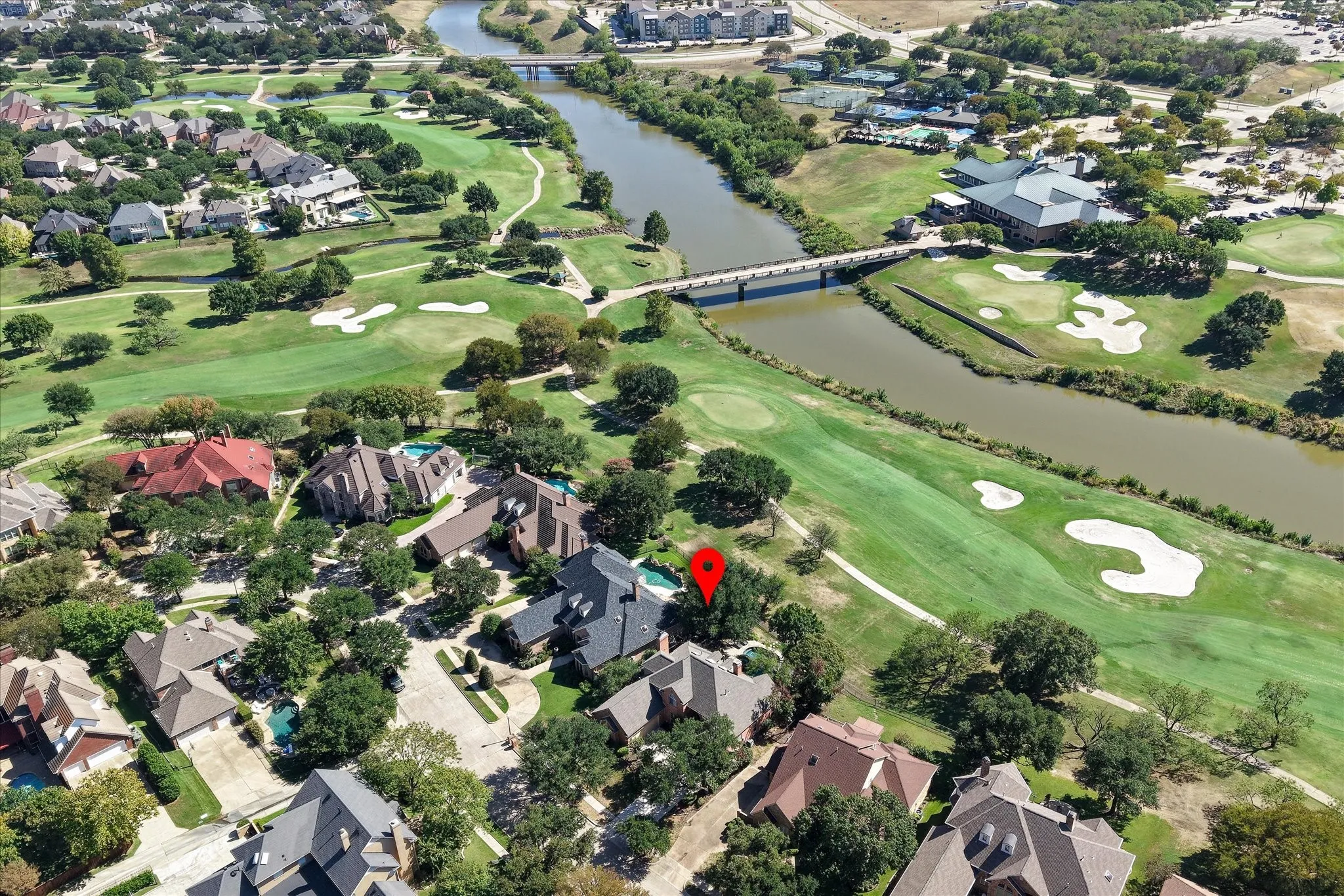 Incredible location!!!  Just a short walk over the bridge to the Hackberry Creek CC Club House!
