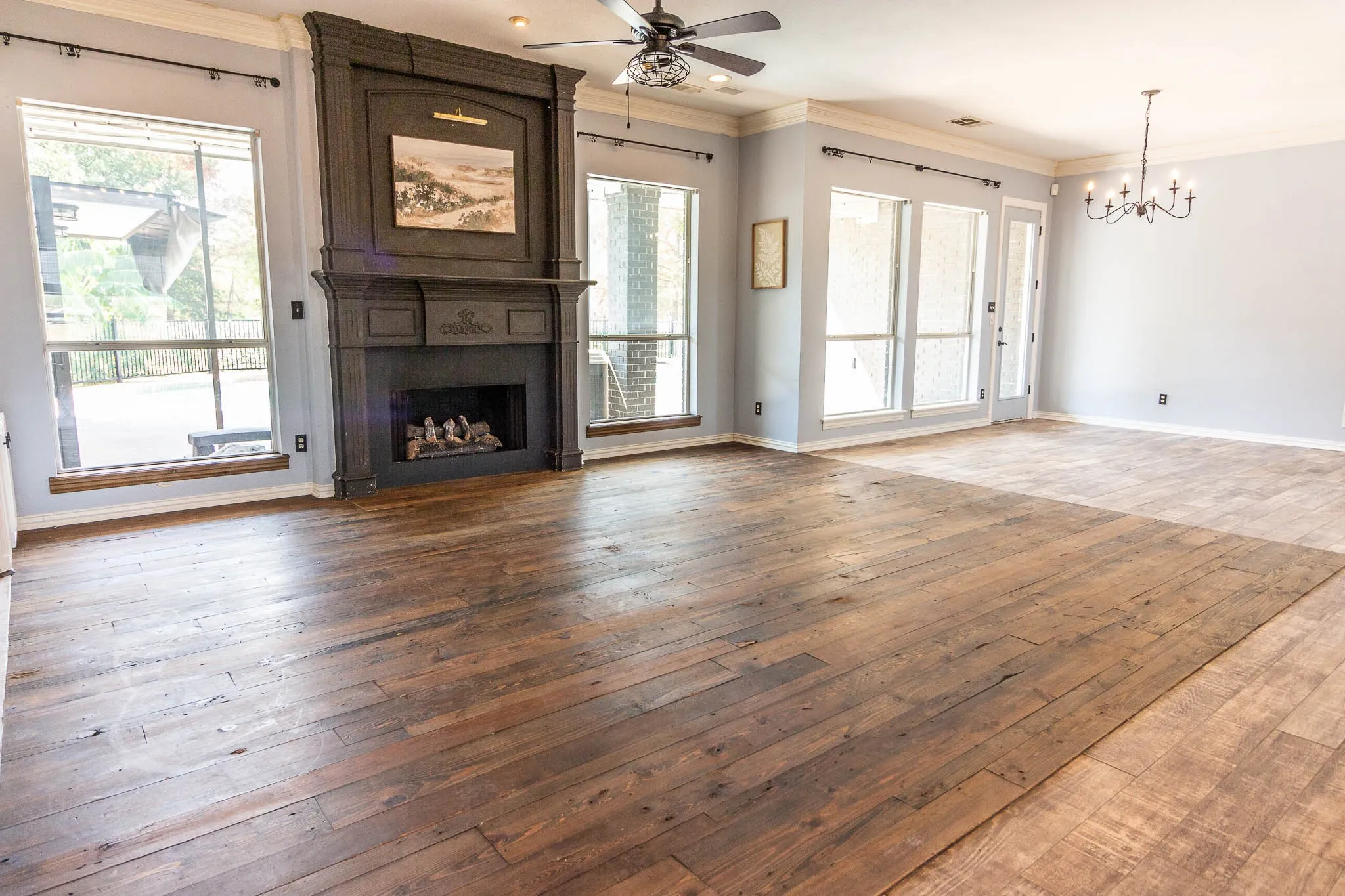 View of the living room and dining room showing abundance of natural light