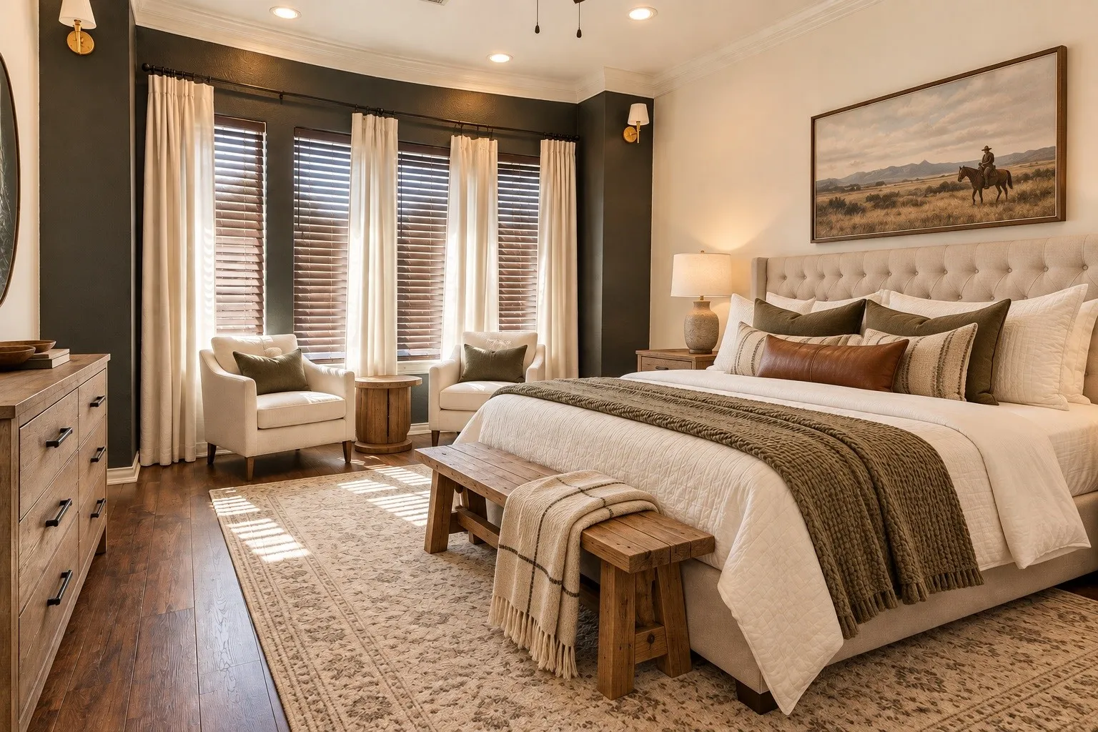 View of primary bedroom that has been virtually staged.