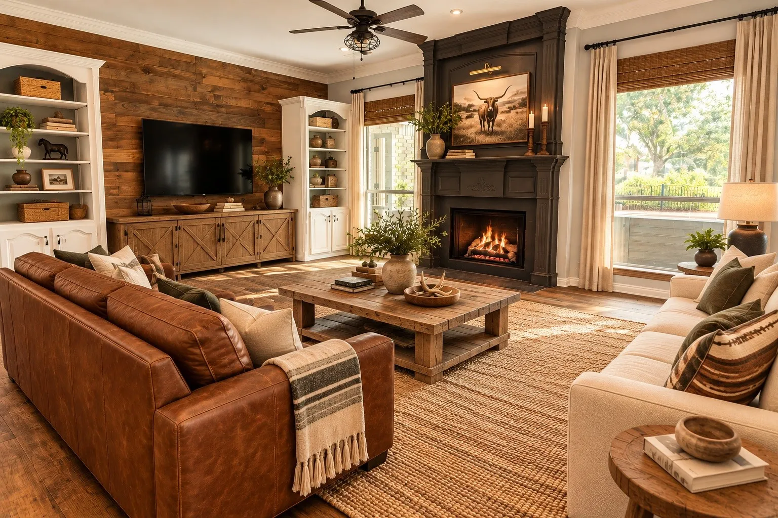 View of living room that has been virtually staged.