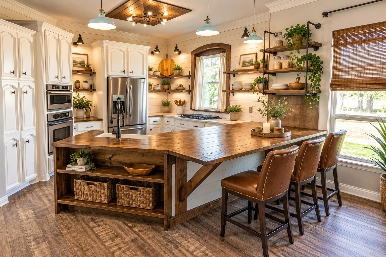 View of kitchen that has been virtually staged.