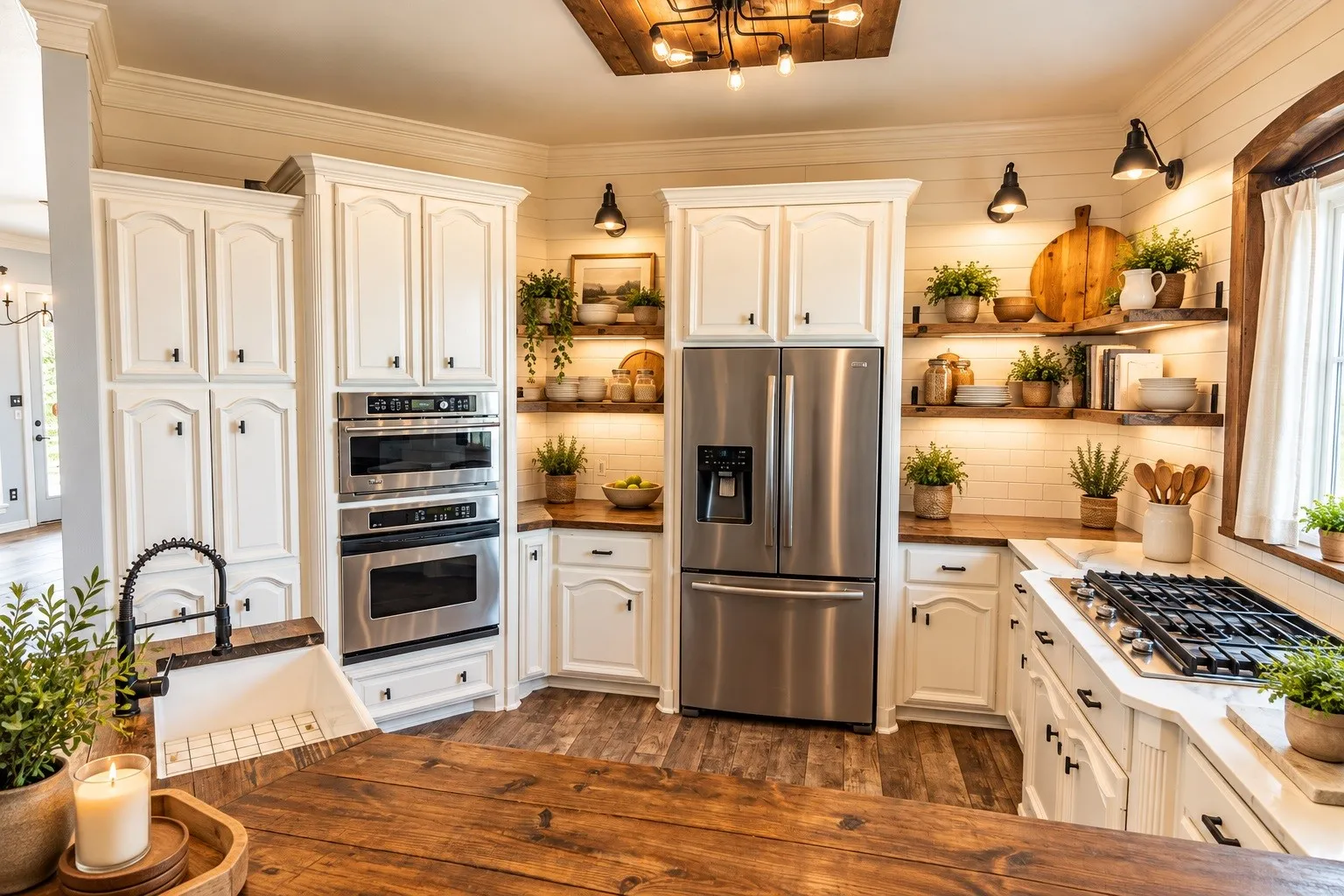 View of kitchen that has been virtually staged.