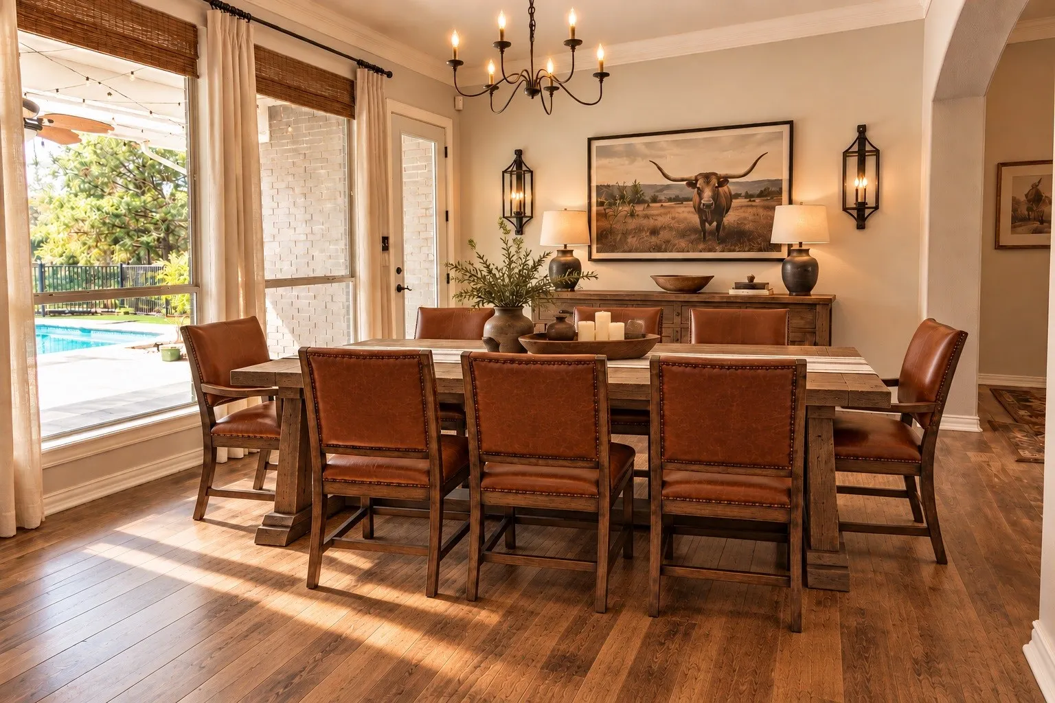 View of dining room that has been virtually staged.
