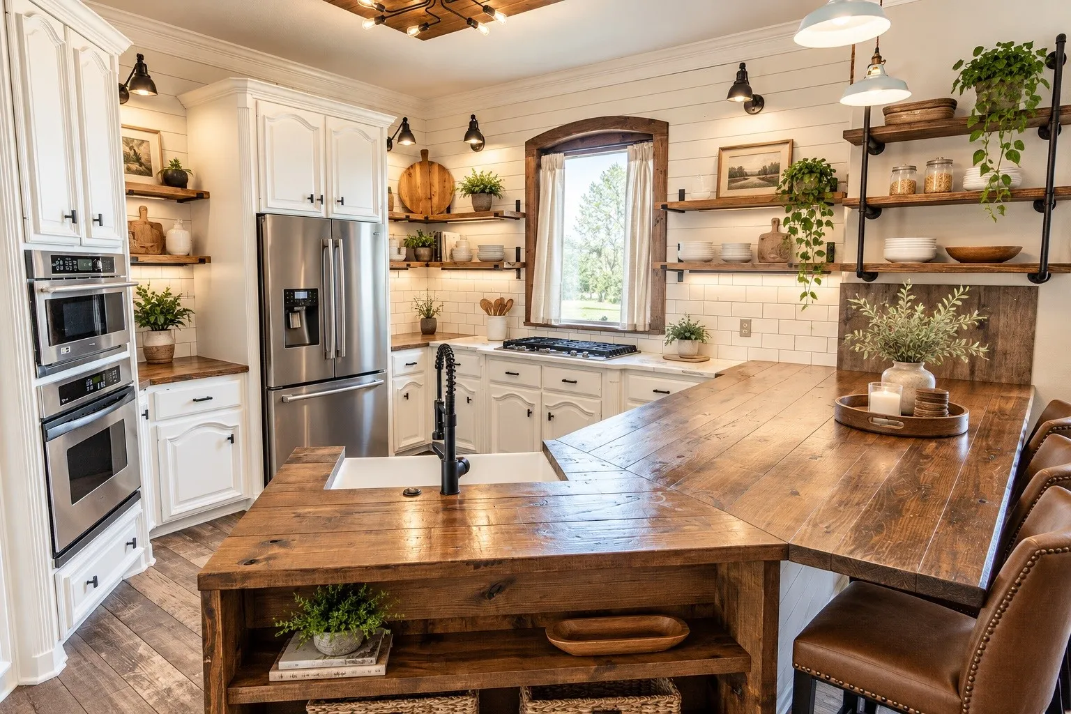 View of kitchen that has been virtually staged.