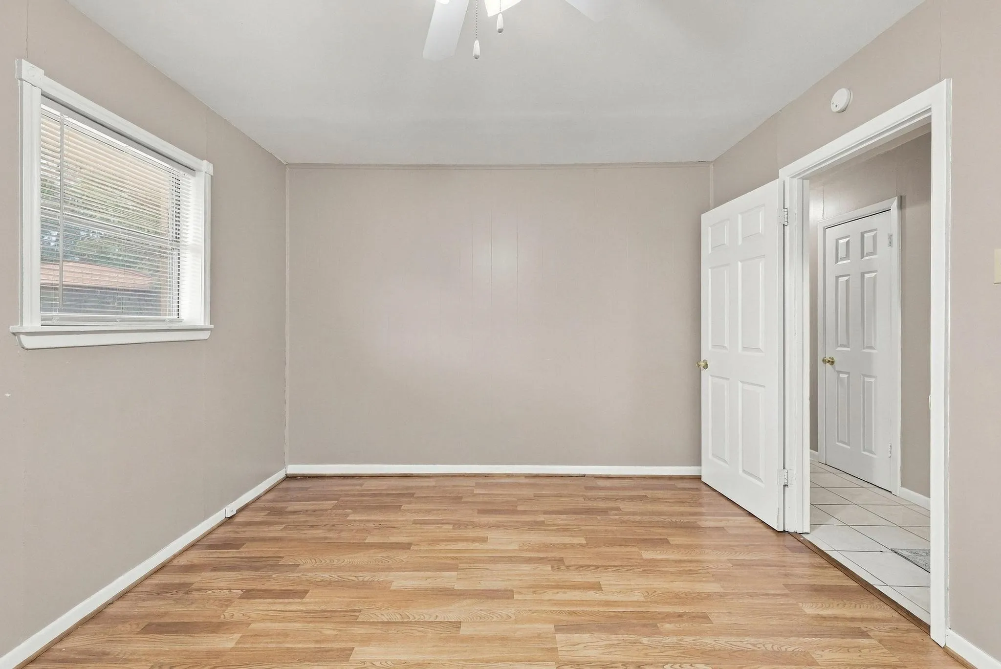 Large bedroom with natural lighting