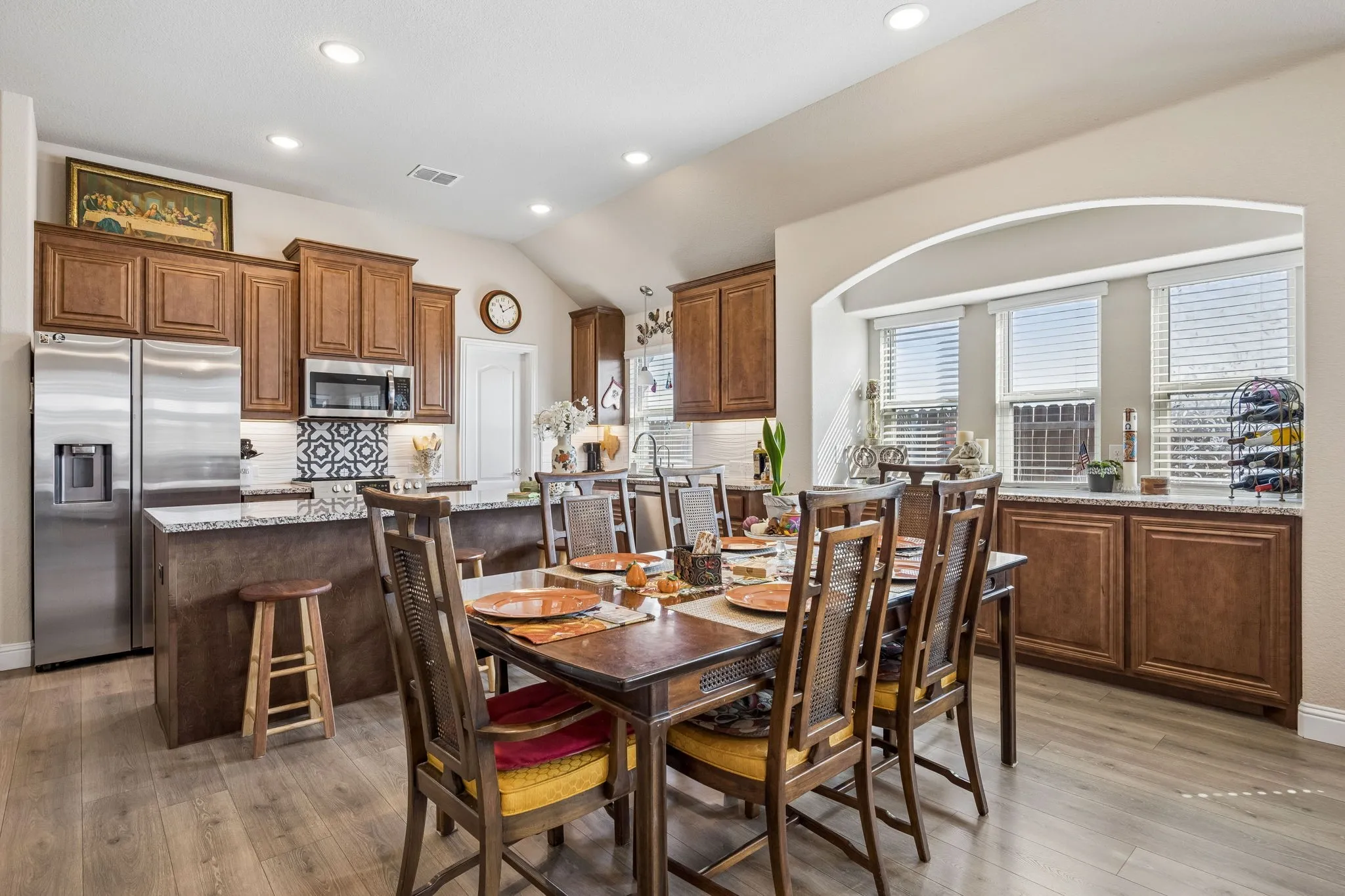 The built in buffet and arch add character and warmth.