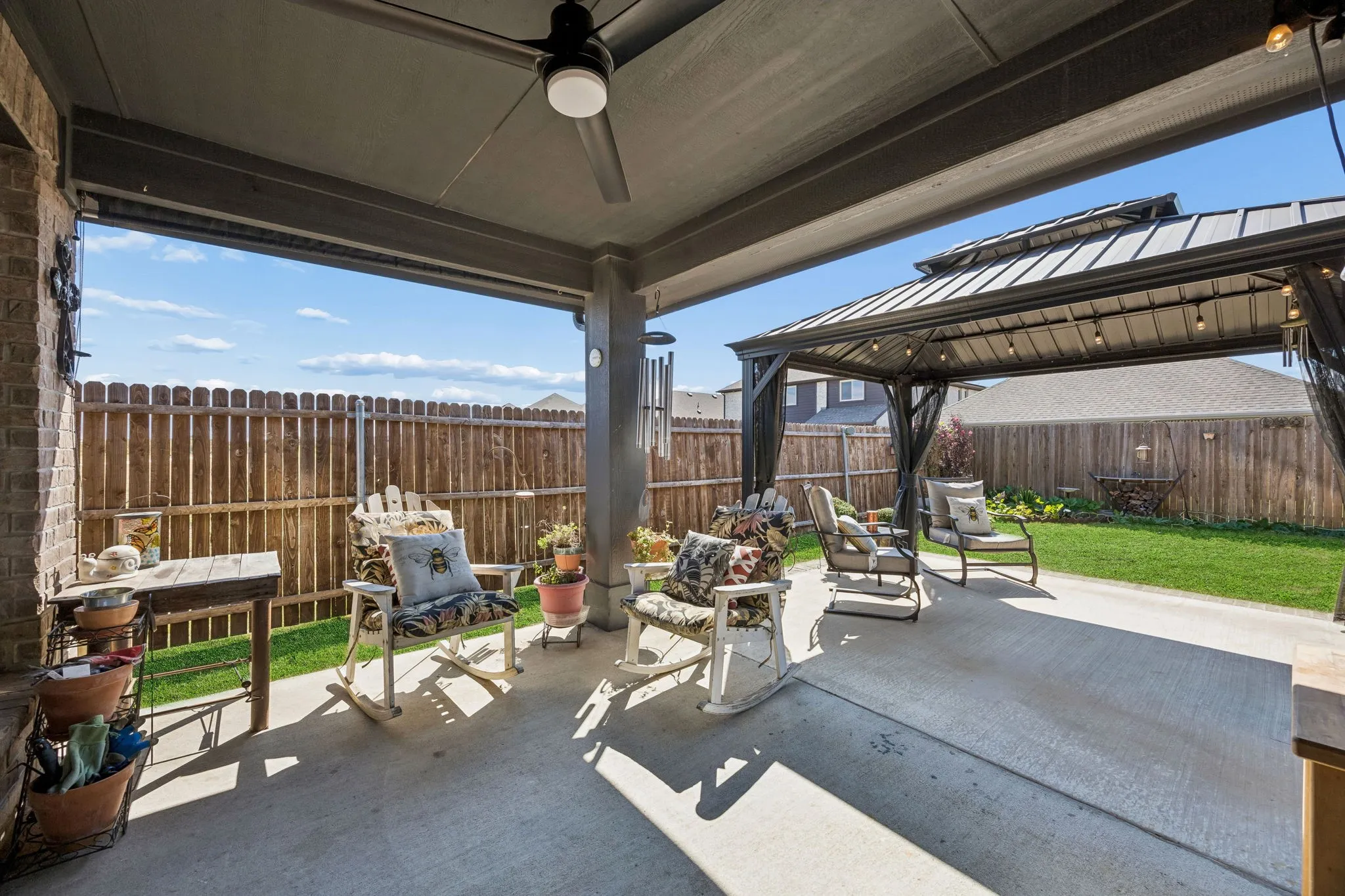 Great entertaining space for watching games and grilling out.