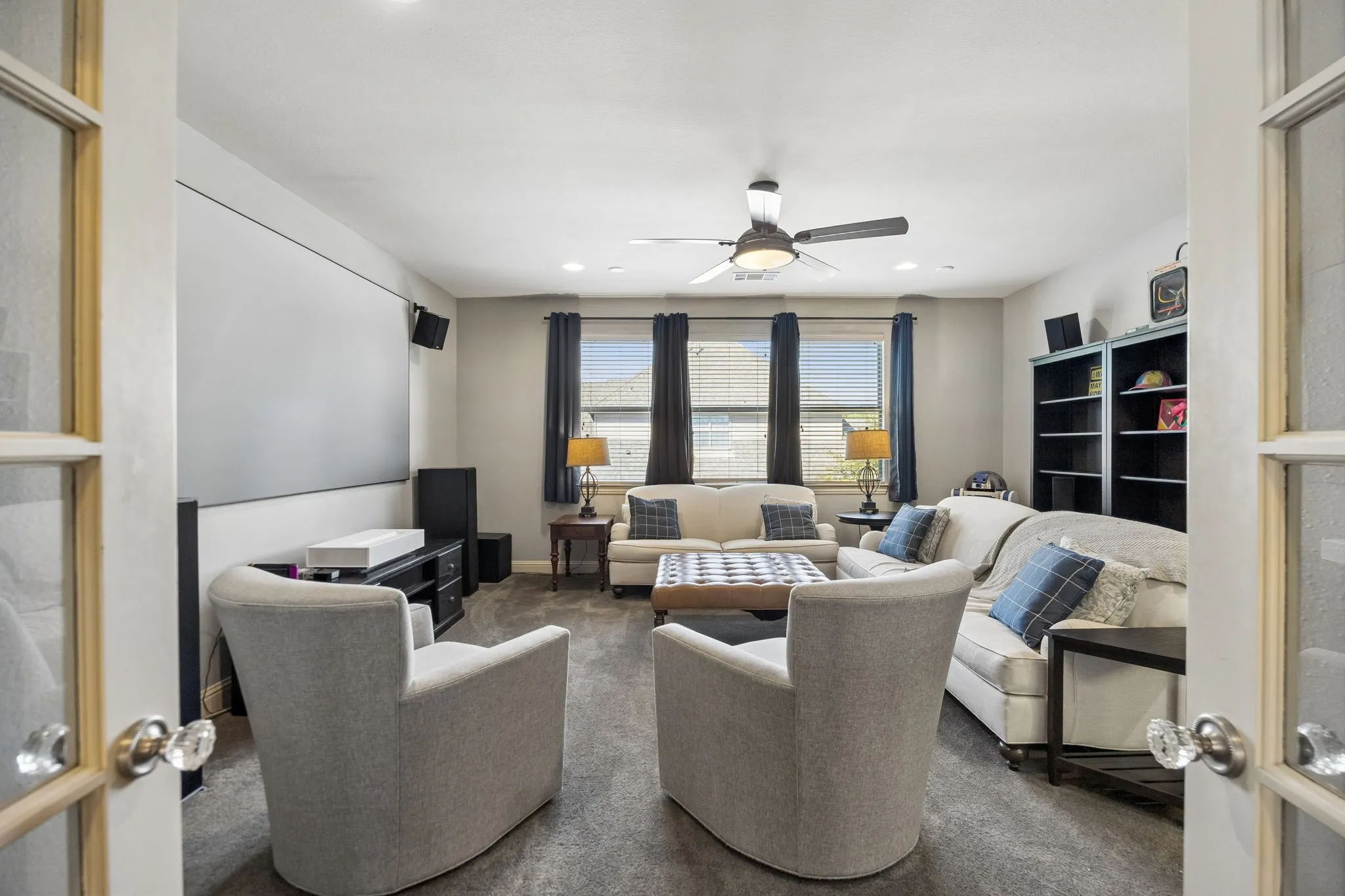 2nd level family room with doors