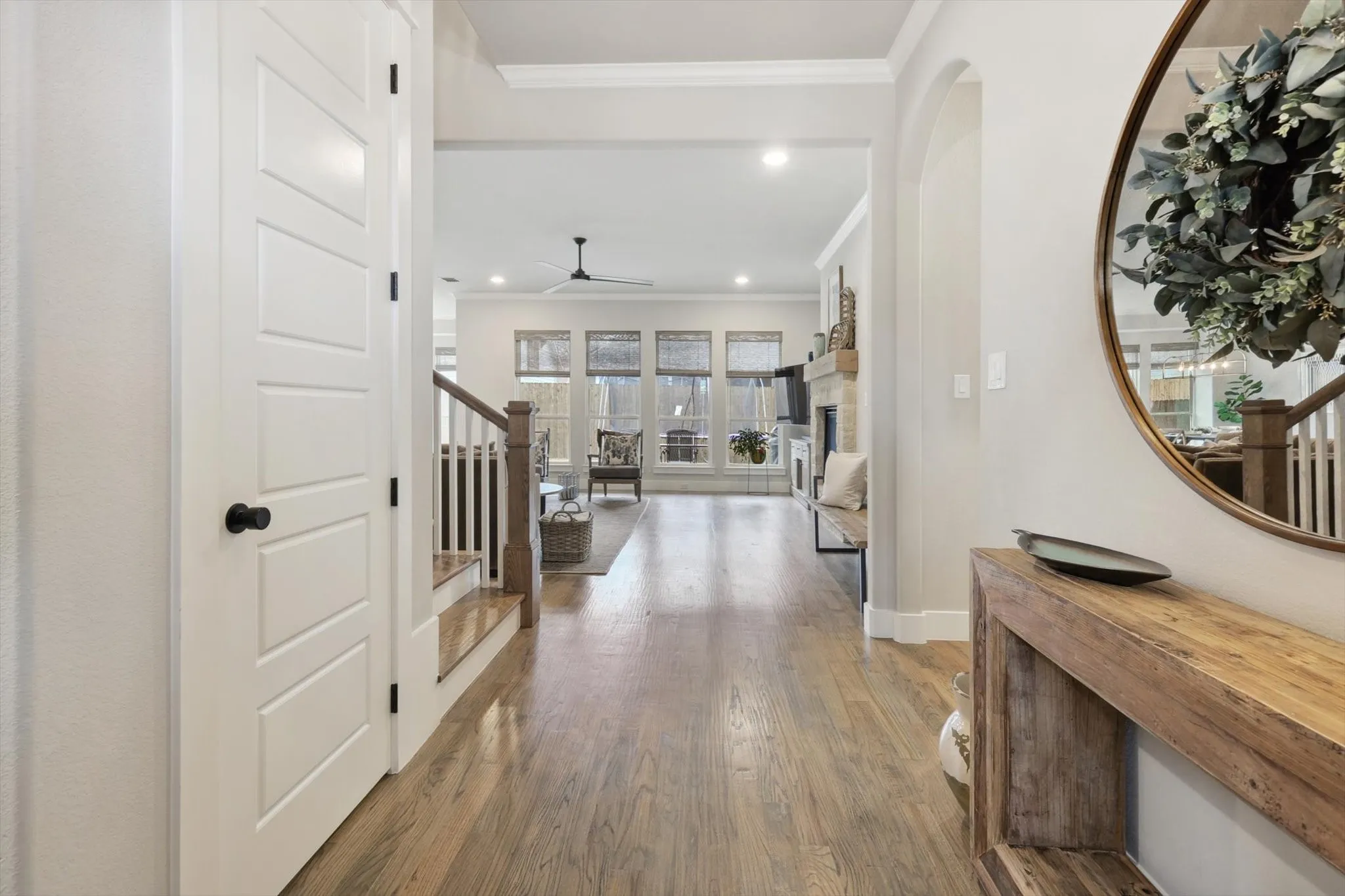 Wood-finish flooring throughout the main level