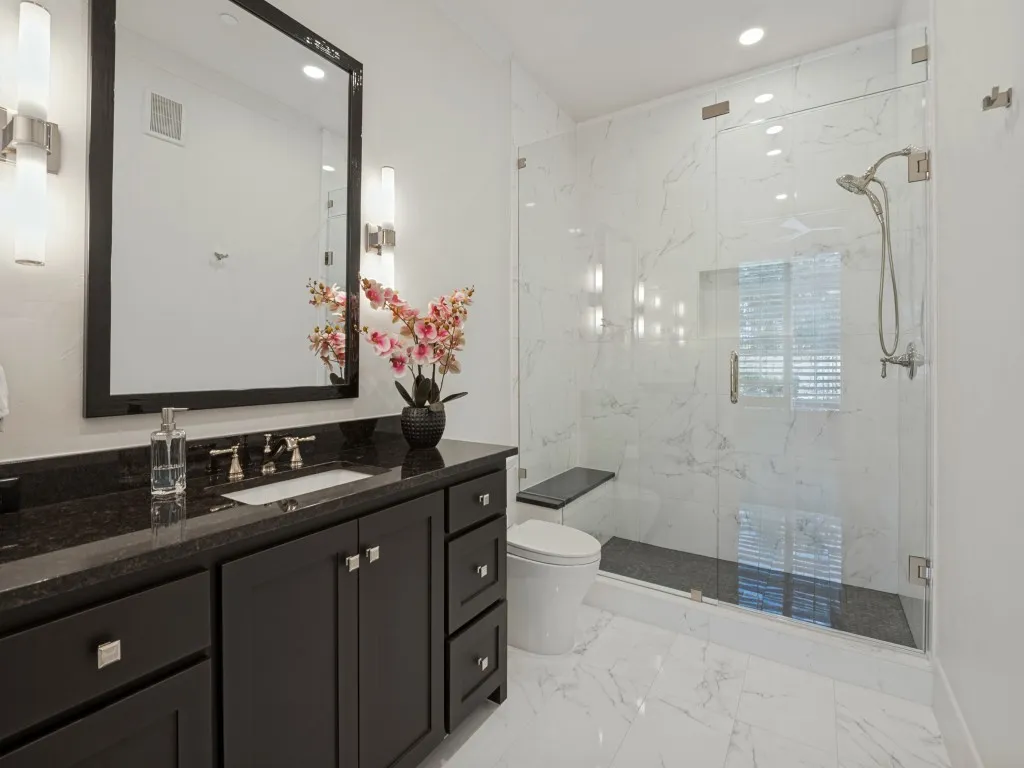Ensuite bathroom to the second bedroom features a large walk in shower as well.