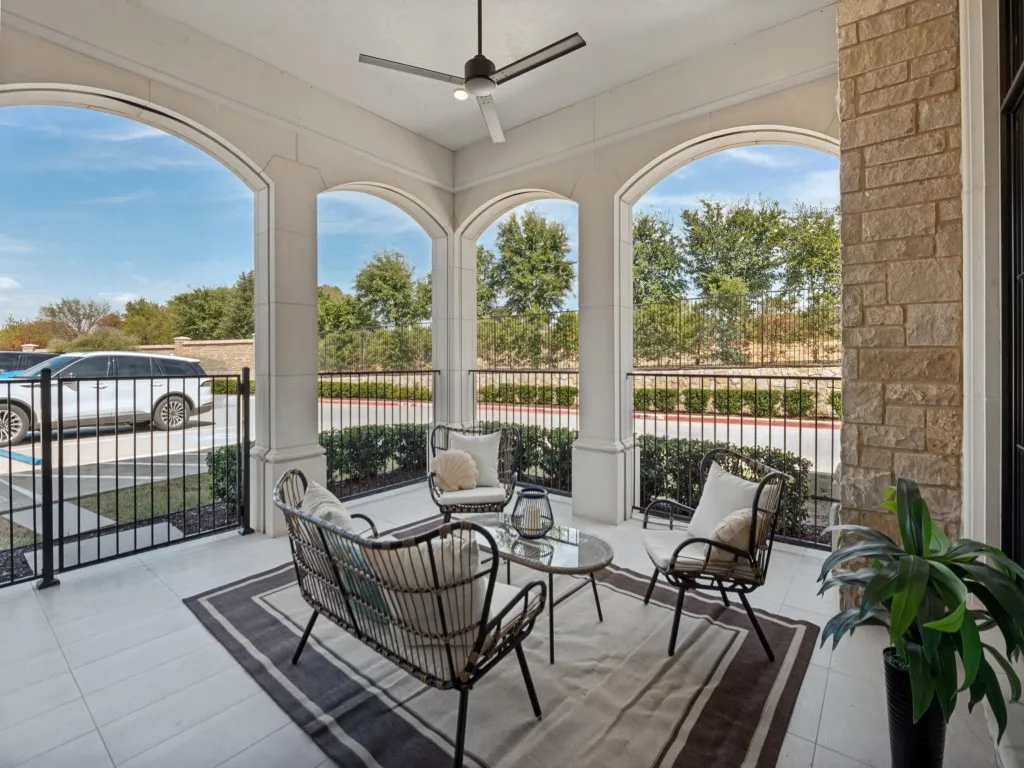 The patio features remote controlled screens all the way around!