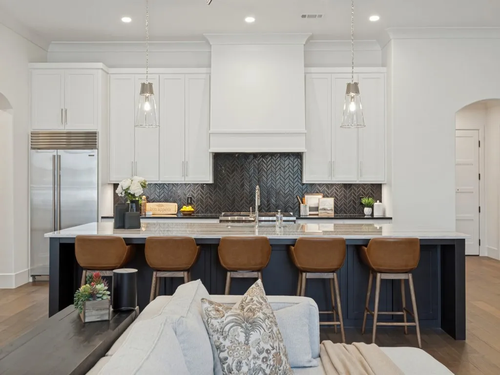 The kitchen island is huge! Plenty of sitting space and great for serving!
