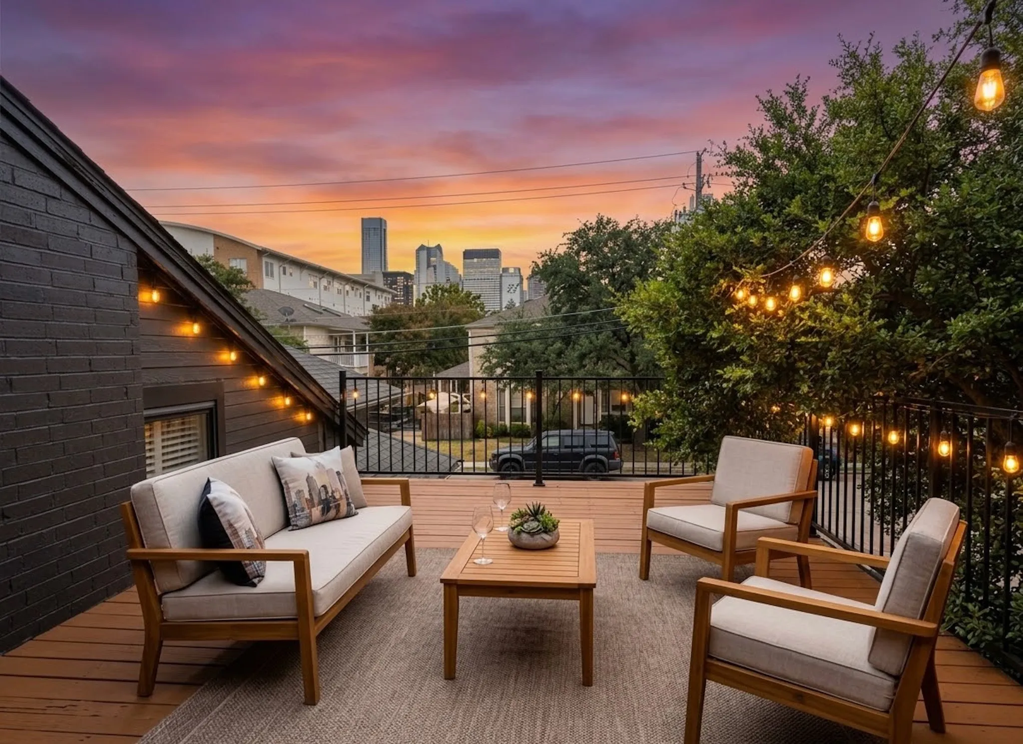 Sunset view from balcony deck.