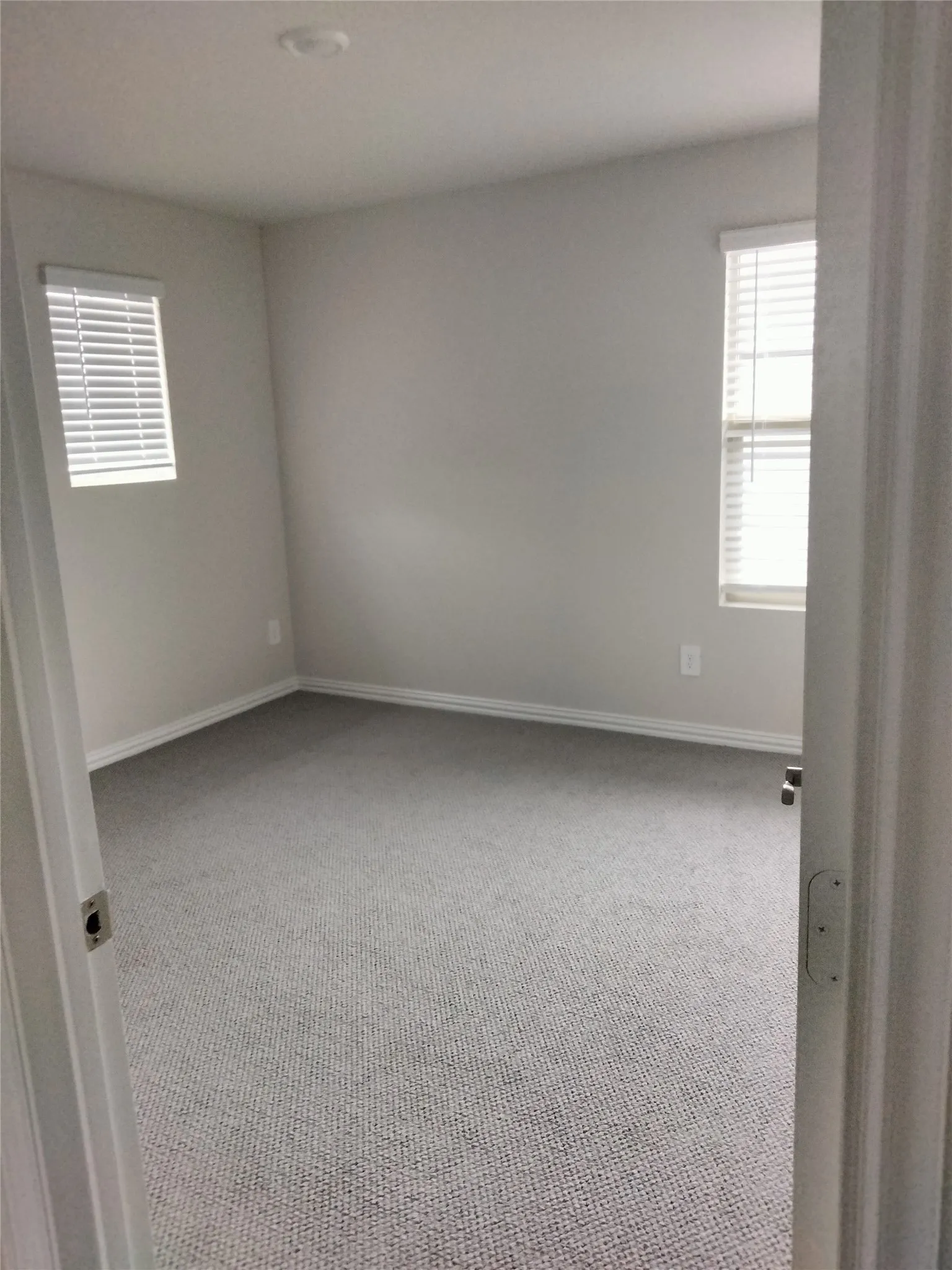 Neutral-toned wall paint and textured carpeting