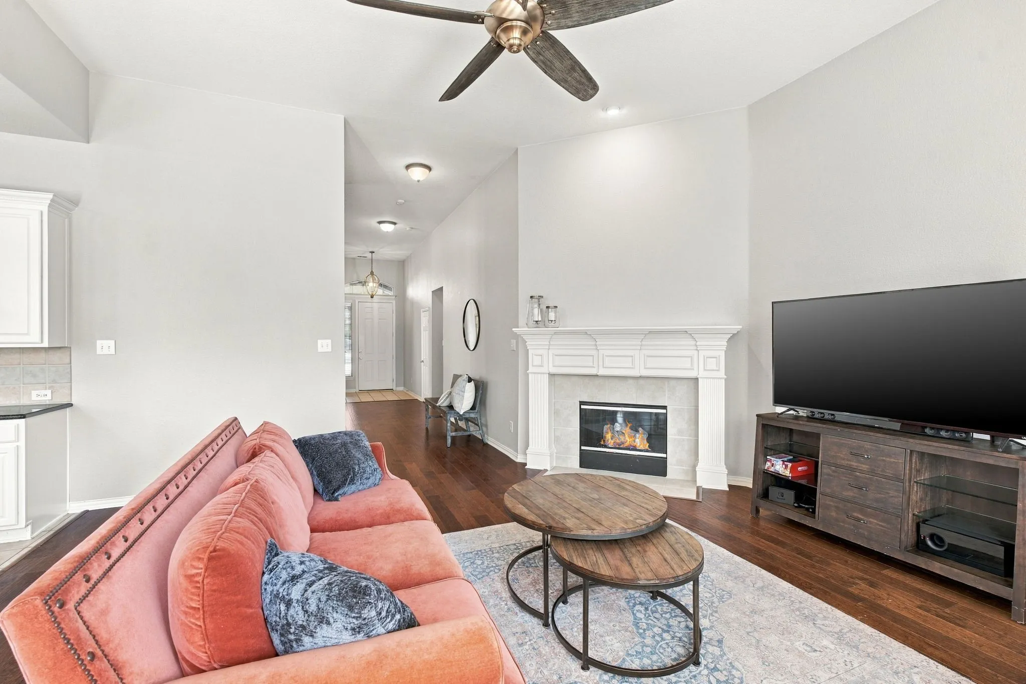Cozy fireplace in the living room