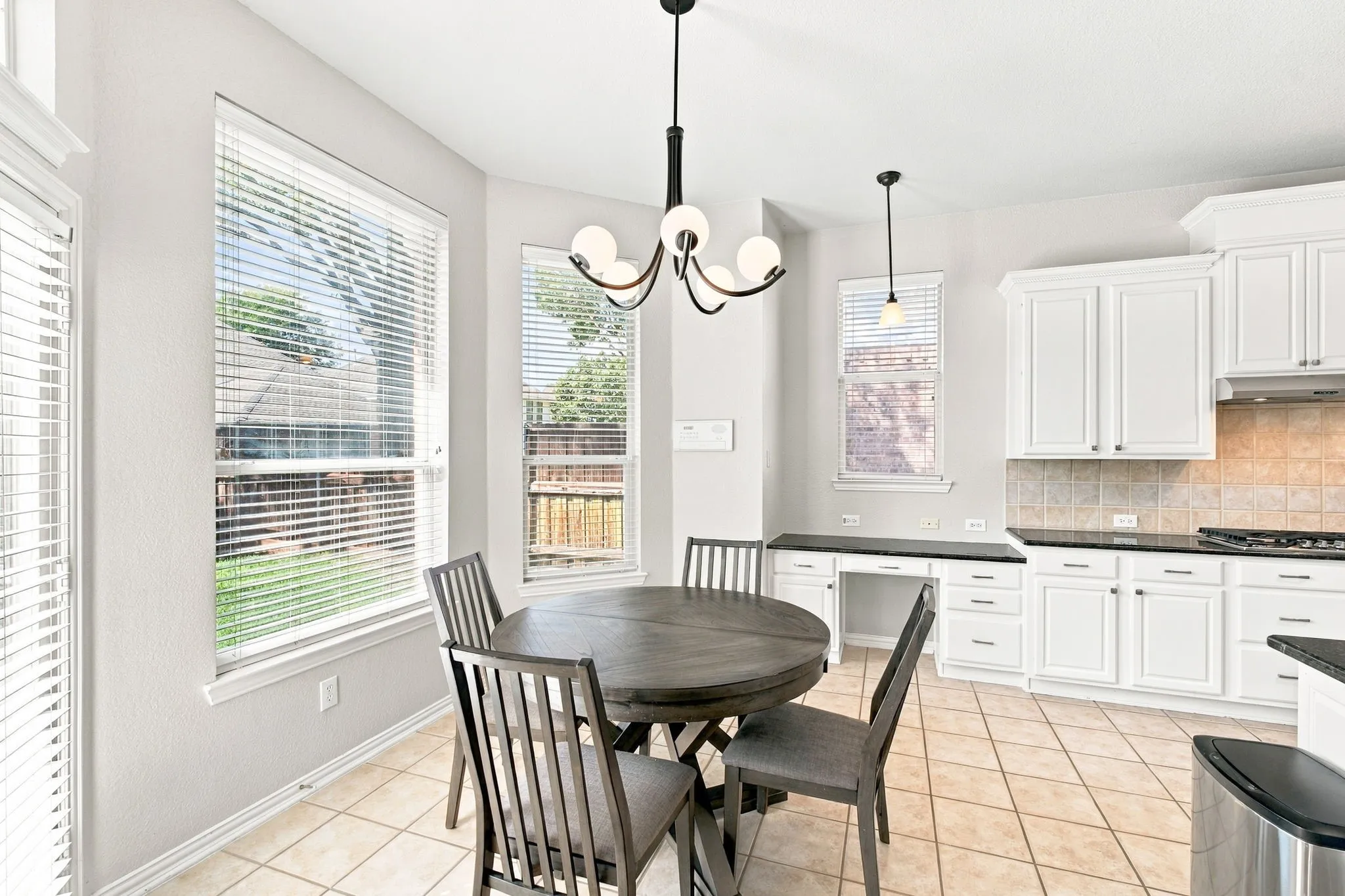 Breakfast area overlooks the backyard